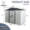 8Ft X 4Ft Outdoor Metal Storage Shed With Sliding Door And Foundation For Backyard, Patio, Lawn - White / Black - Image 4