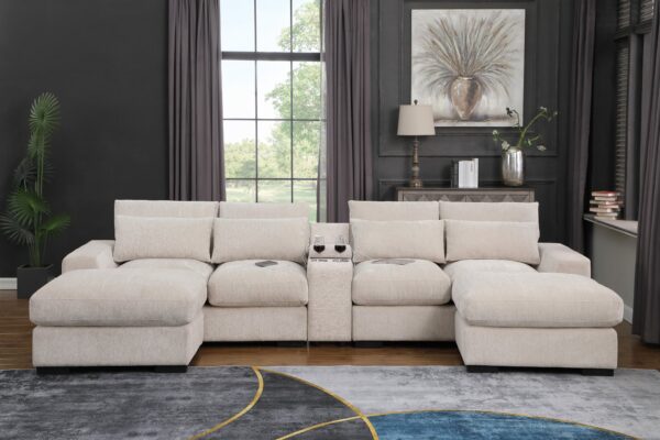 Nyeisha - Upholstered Sofa & Chaise - Beige