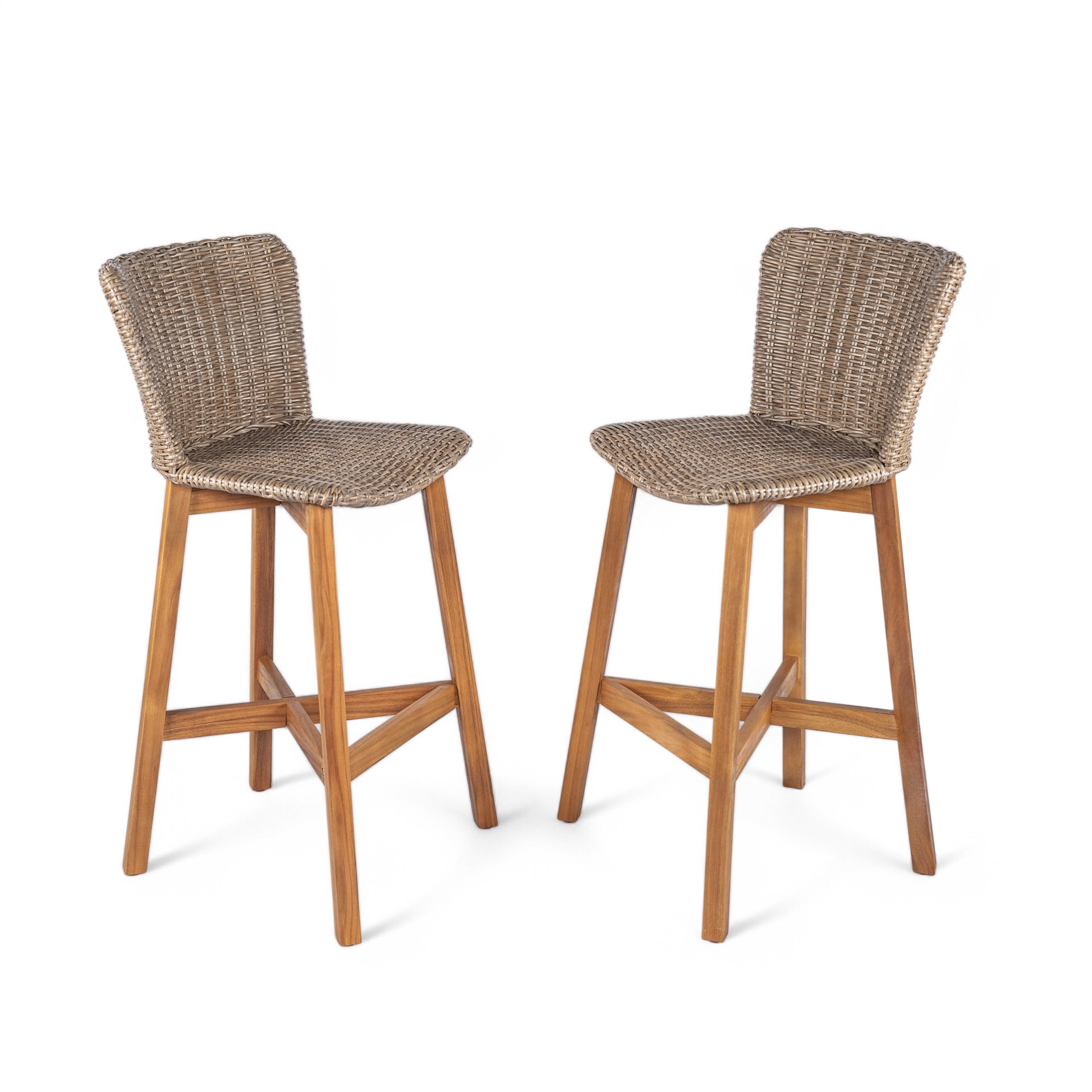 Lymington - Outdoor Bar Stool (Set of 2) - Light Brown / Teak - Image 4