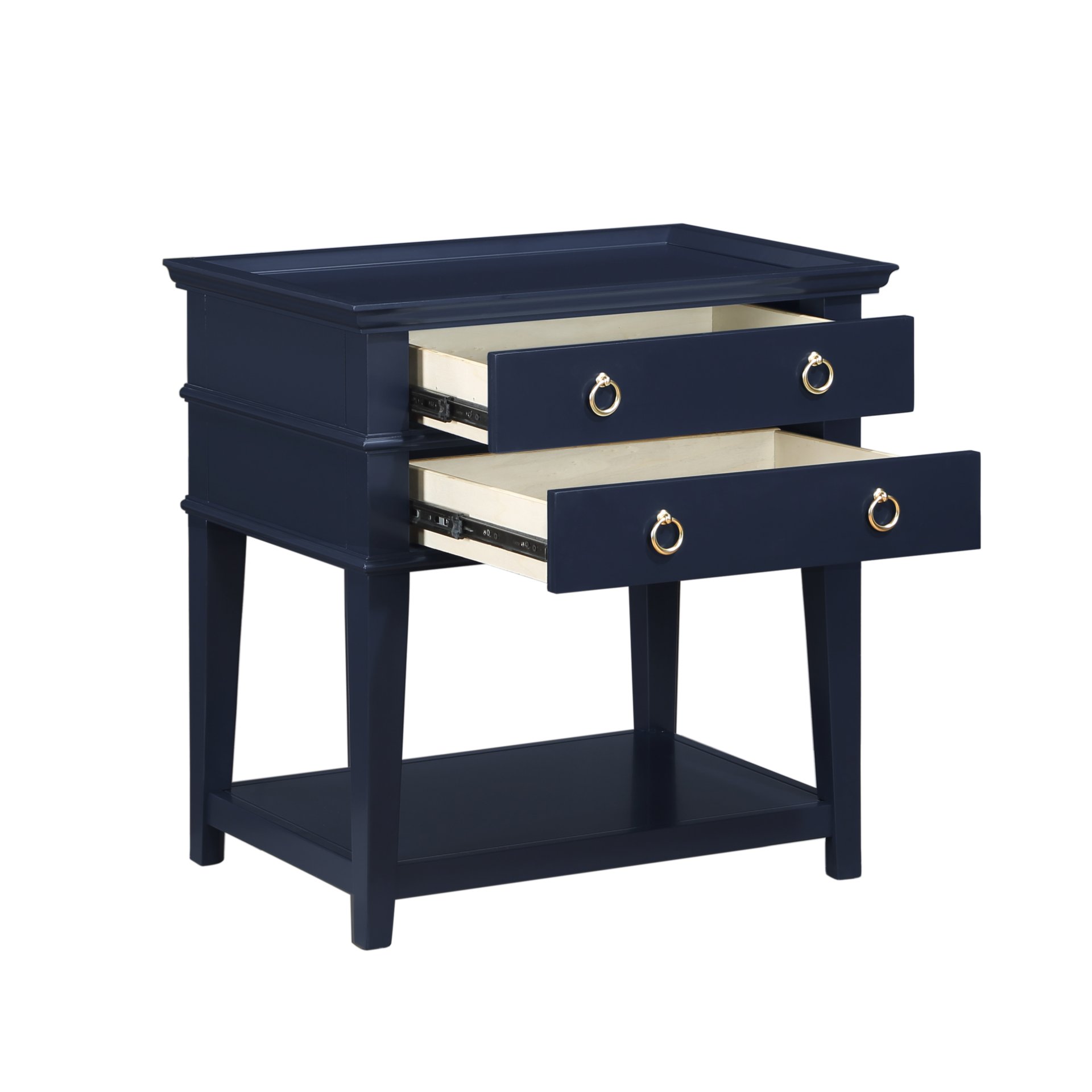 Carmona - 2 Drawer Tray Top Nightstand Pulls - Dark Blue - Image 7