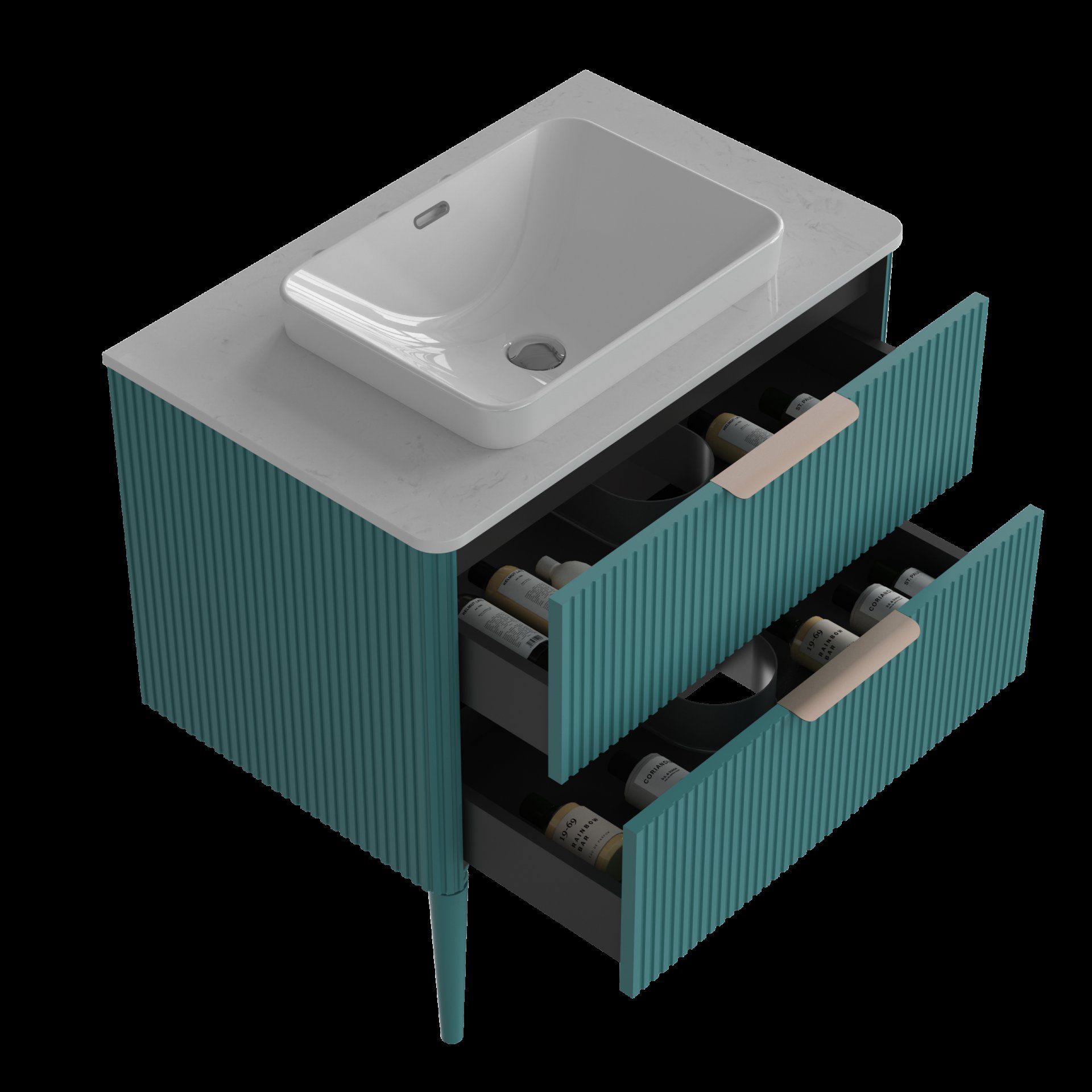 Elena - Modern Bathroom Vanity With Sink Luxury Bathroom Vanity With Ample Storage, 2 Soft Close Drawers, 2 In 1 Floating Or Freestanding Design - Blue - Image 6