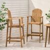 Outdoor Adirondack Barstools (Set of 2) - Natural Stained - Image 2
