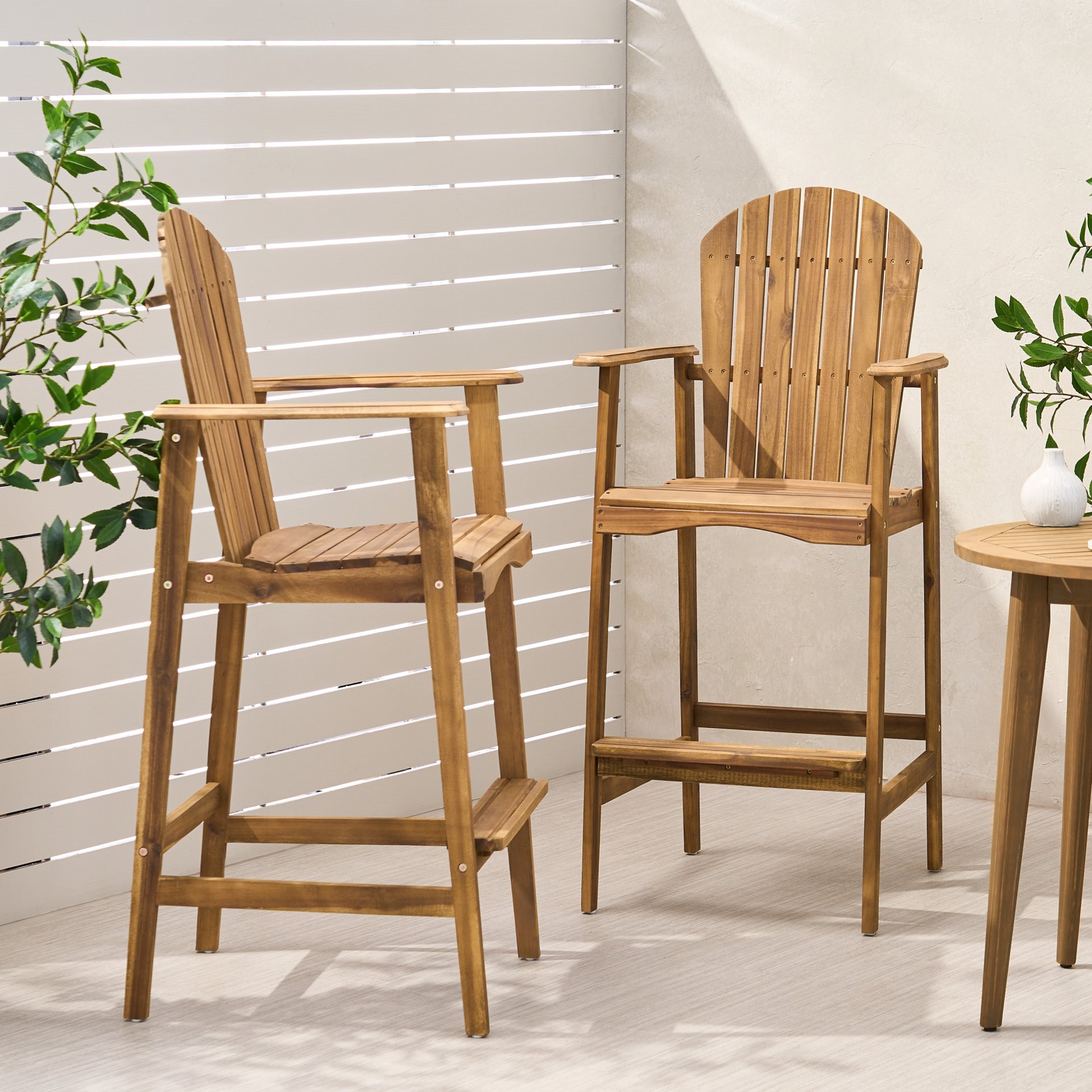 Outdoor Adirondack Barstools (Set of 2) - Natural Stained - Image 2