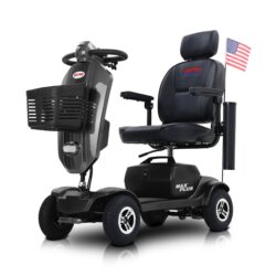 Max Plus - 4 Wheels Outdoor Compact Mobility Scooter With 2 Pieces X 20Ah Lead Acid Battery, 16Miles, USB Charger Port & Cup Holders, 300W Motor - Gray