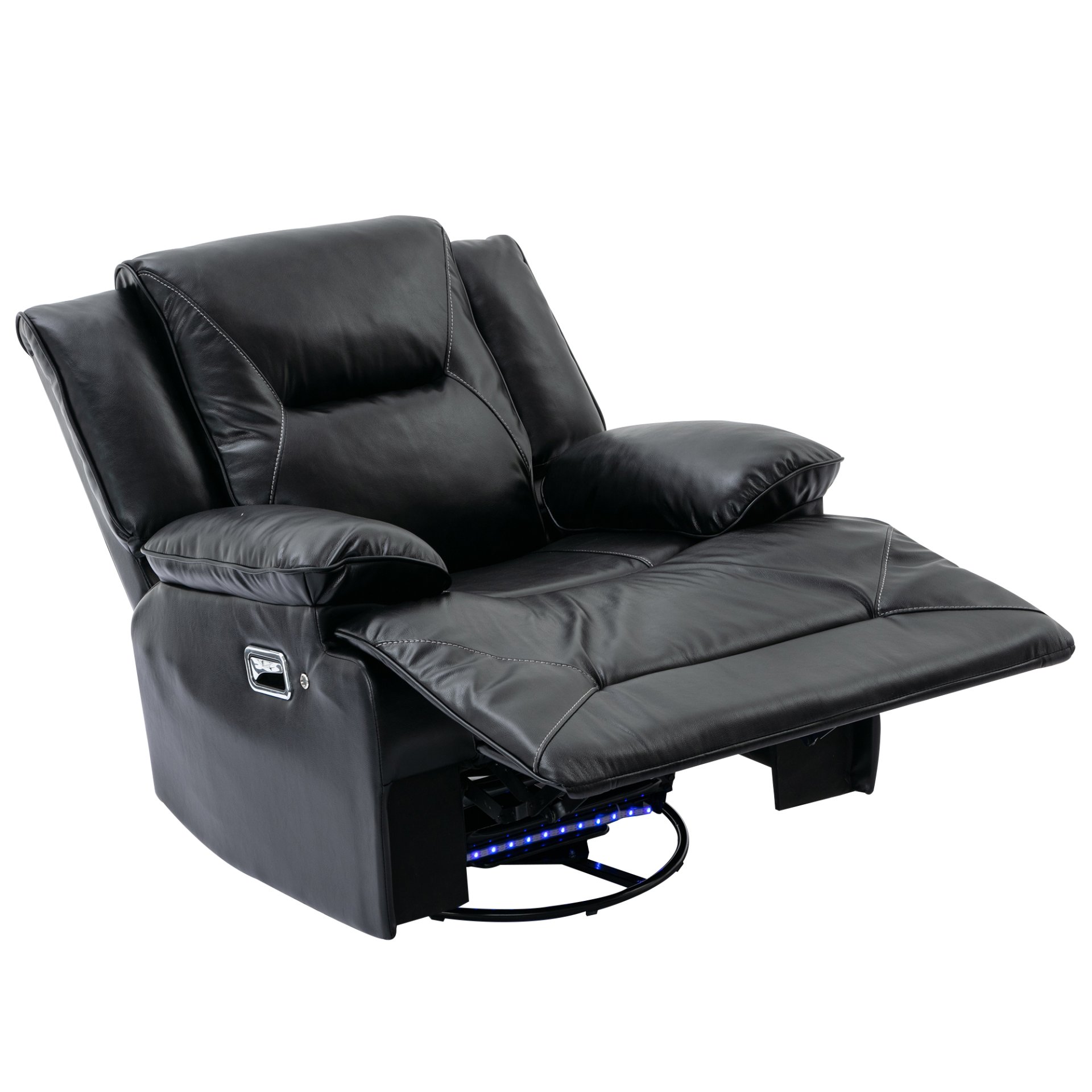 360° Swivel And Rocking Home Theater Recliner Manual Recliner Chair With A Led Light Strip For Living Room - Black - Image 14