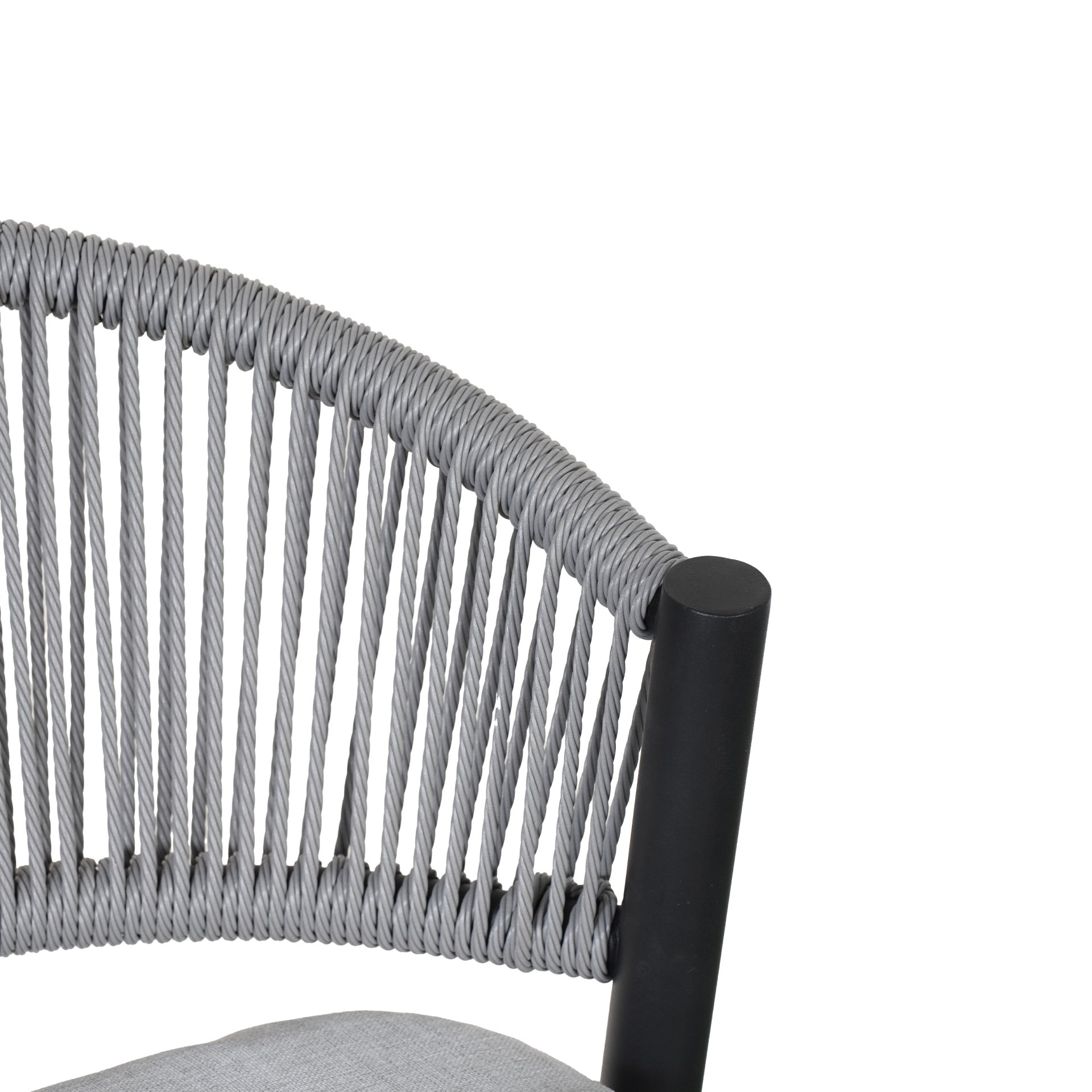 Outdoor Bar Height Metal Frame Counter Stools With Scallop Shaped Backrest & Water Resistant Cushions (Set of 2) - Matte Black - Image 8