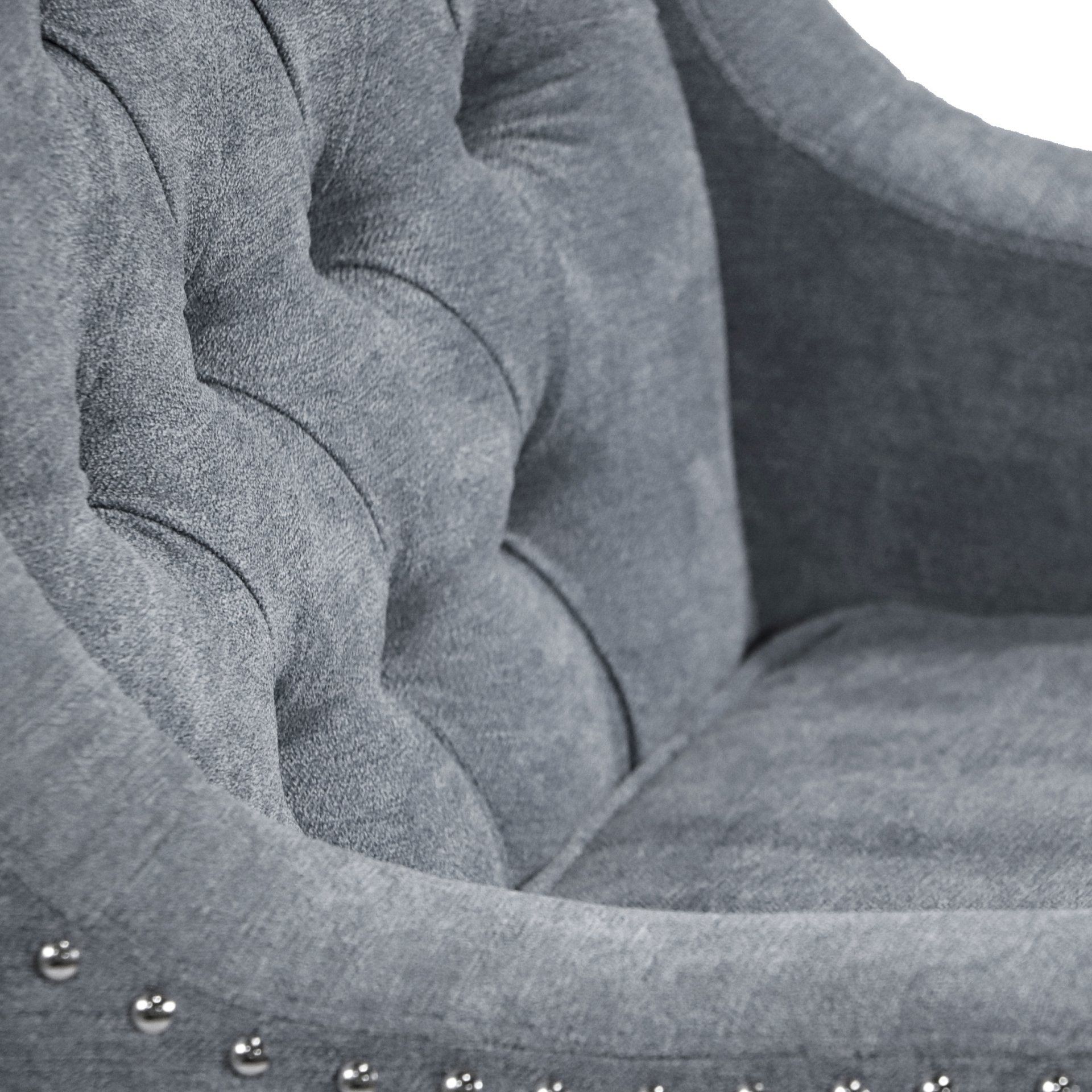 Accent Chair, Living Room Chair, Footrest Chair Set With Vintage Brass Studs, Button Tufted Upholstered Armchair For Living Room, Comfy Reading Chair For Bedroom, Reception Room - Gray - Image 23