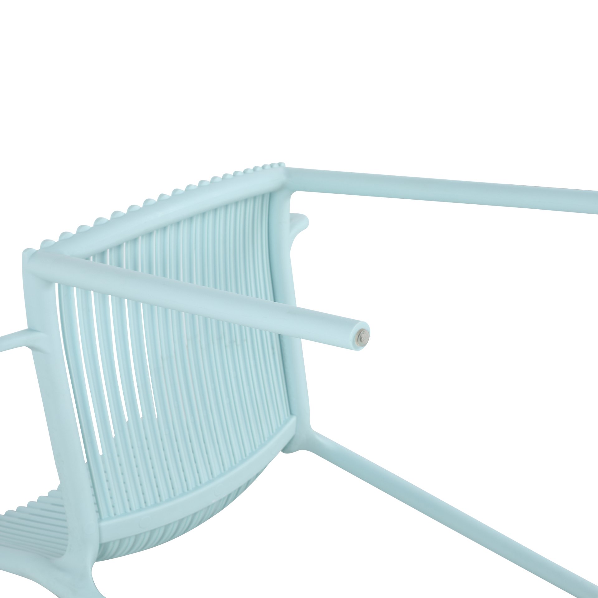 4 Piece Stackable Single Chairs With Vertical Stripe Design For All Weather - Light Blue - Image 14