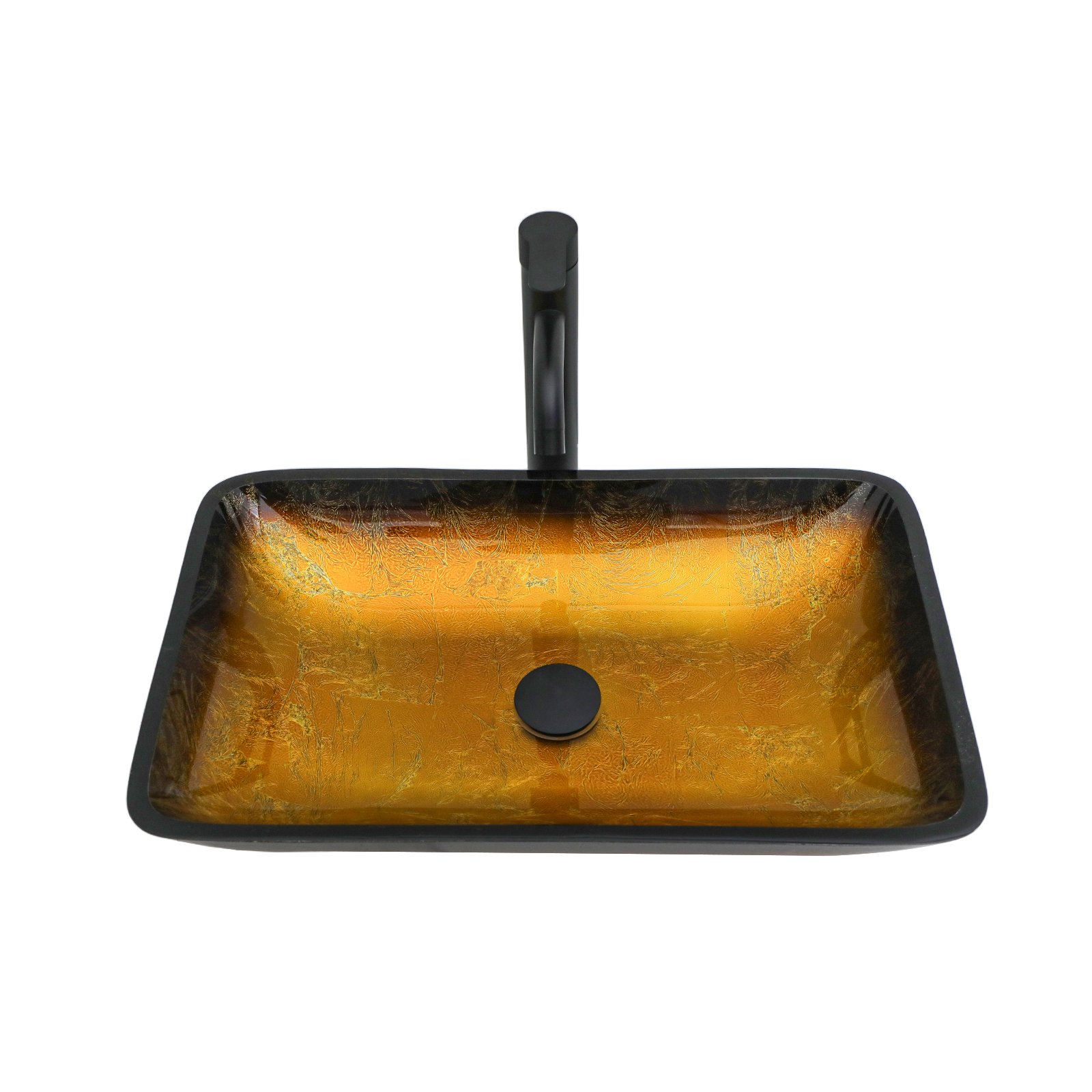 Gradient Vessel Sink Square Above Counter Bathroom Sink With Pop Up Drain - Gold - Image 6