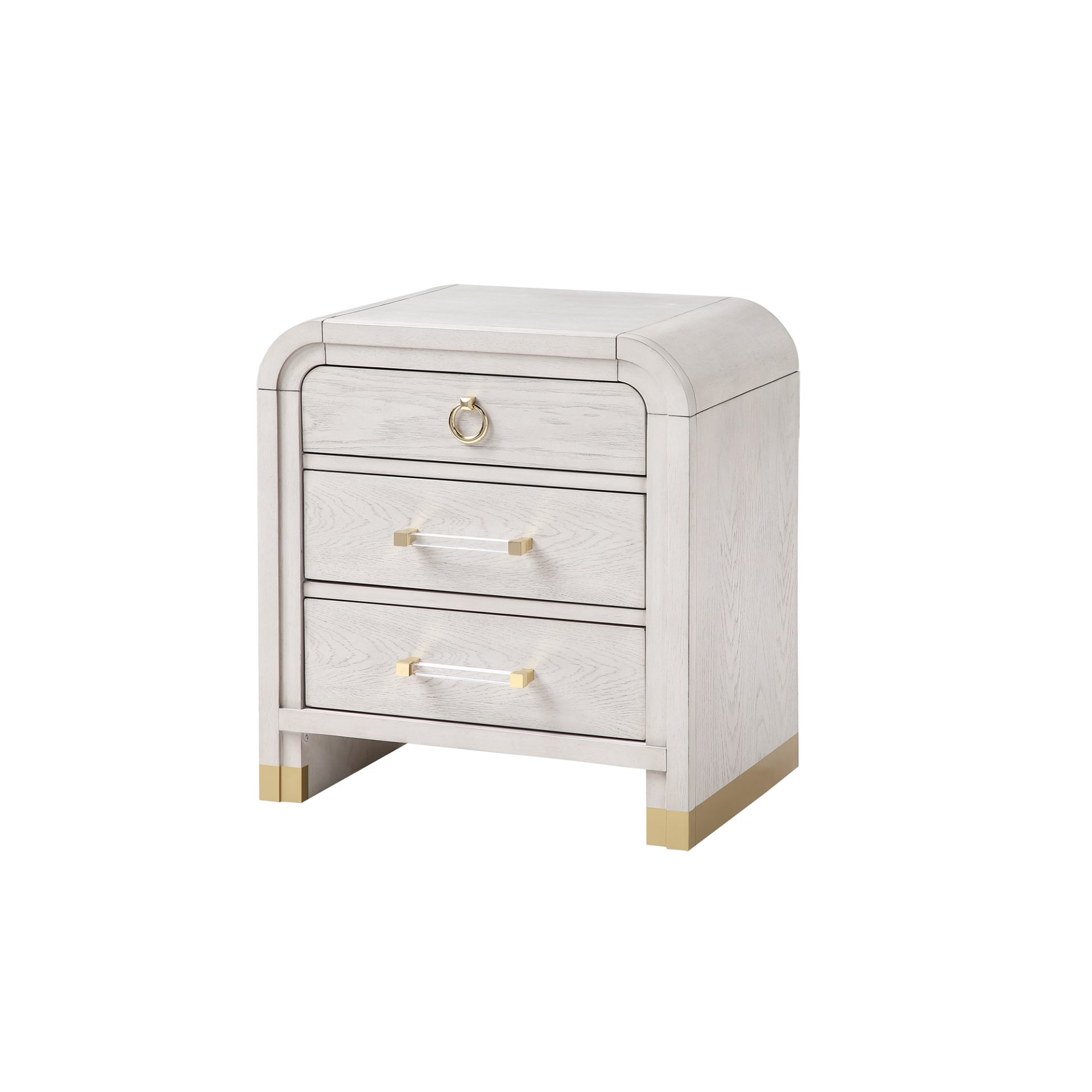 Malco - Nightstand With Spacious Drawer And Gold Metal Fluted Detailing - Black White - Image 5