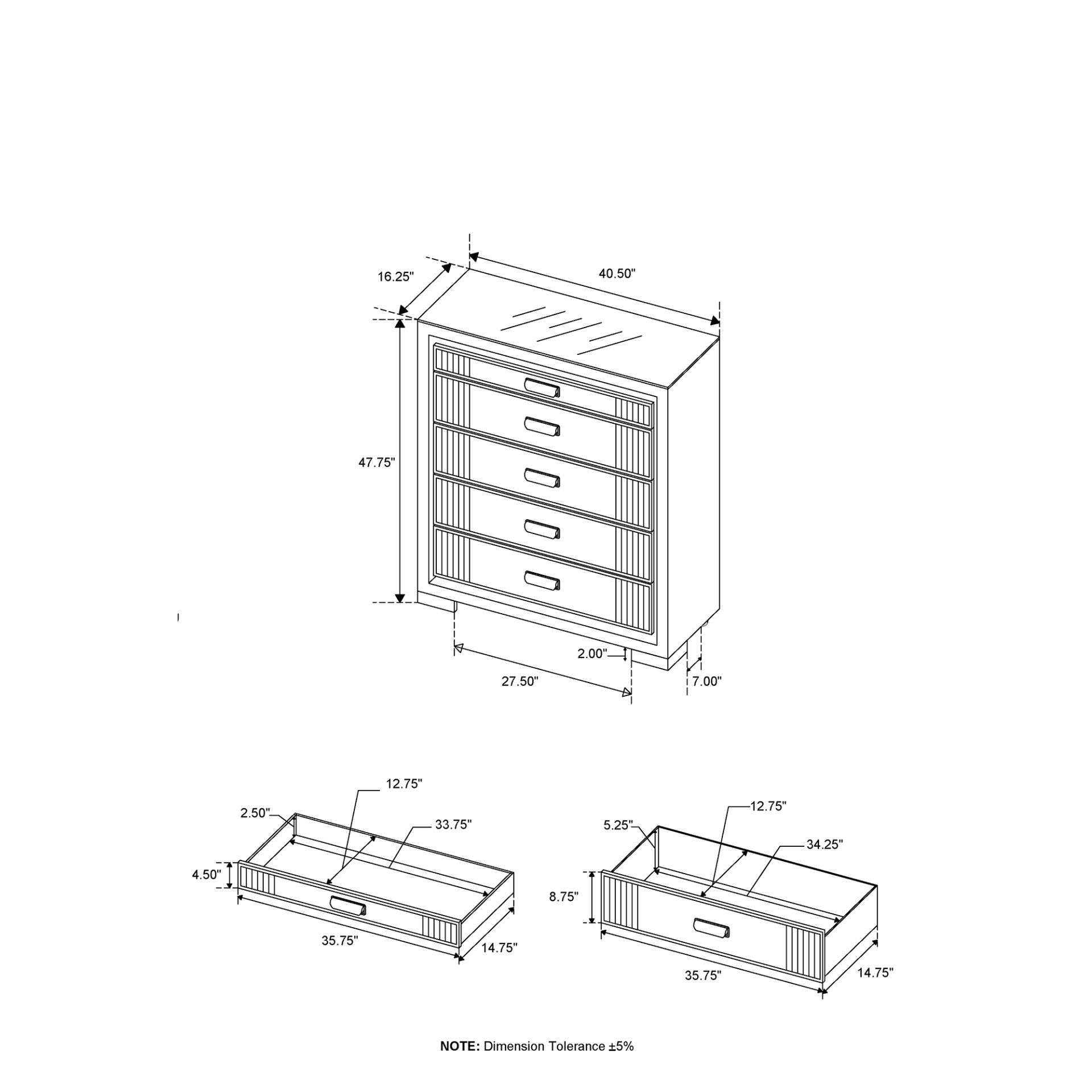 Isaiah - Queen 5 Piece Bedroom Set With 50" TV Lift LED, Speakers And Fireplace - White / Black - Image 10