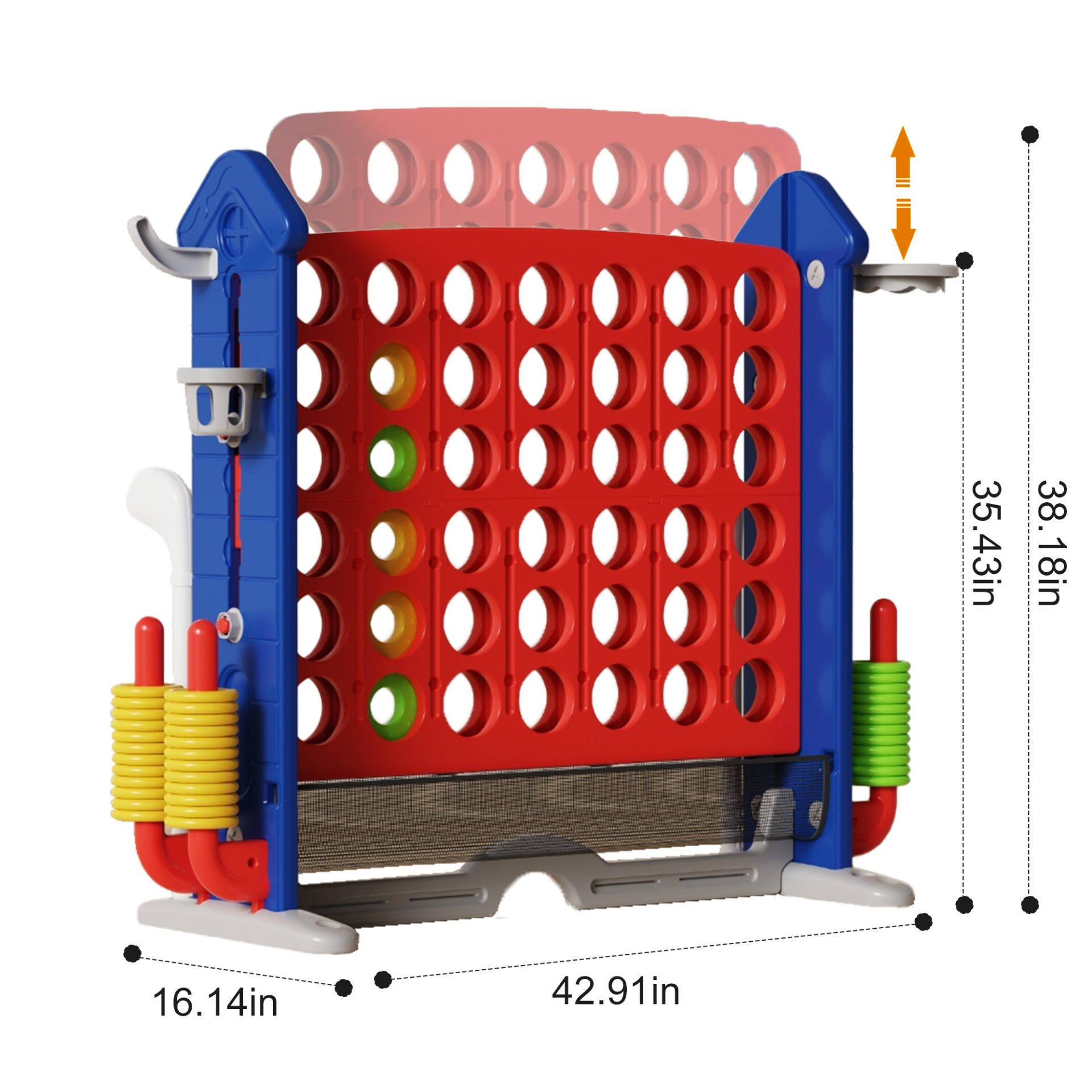4 To Score Giant Game Set With Mesh Bag & Jumbo Connect 4 - Blue / Red - Image 3