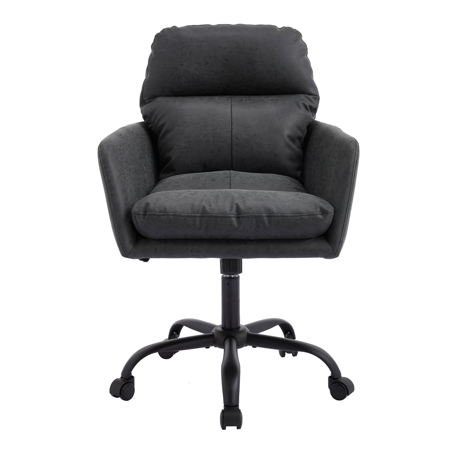 Adjustable Office Chair, Ergonomic Swivel Chair Leather, Comfortable For Long Sitting, Versatile Home And Office Use - Black - Image 6