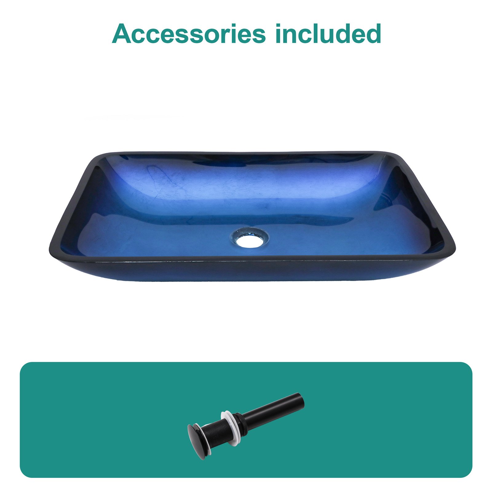 Gradient Vessel Sink Square Above Counter Bathroom Sink With Pop Up Drain - Blue - Image 5