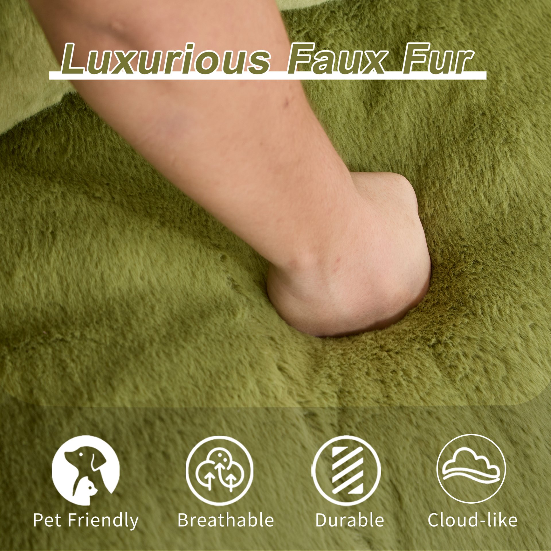 Giant Bean Bag Couch, Ultra Soft Fluffy Loveseat For Living Room Reading Chair With Pillows - Green - Image 5