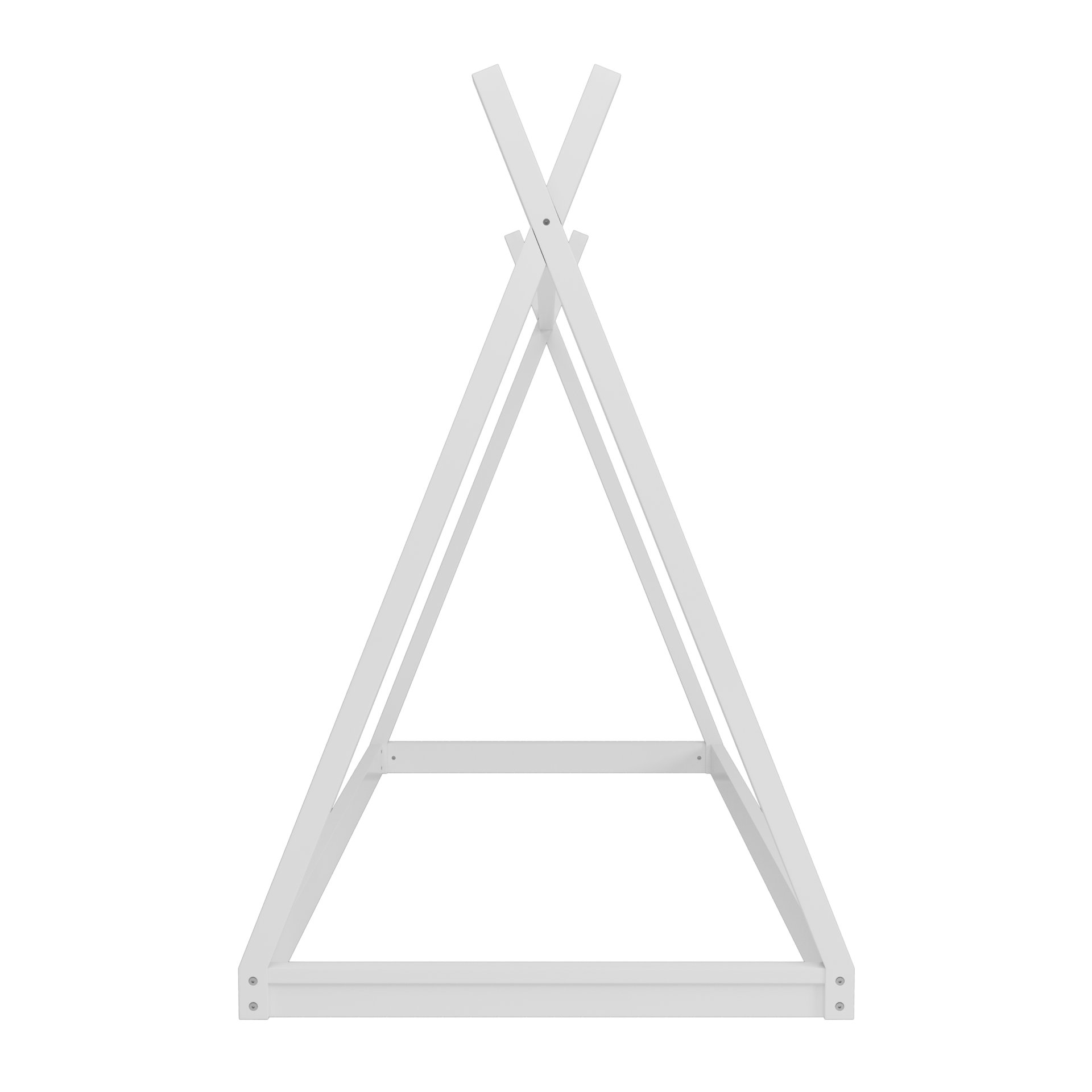 Wood Twin Size Tent Bed For Kids, Montessori Style Low - Floor Bed, House-Shape Tent Bed Frame For Boys Girls Teens, Without Slats - White - Image 7