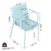 4 Piece Stackable Single Chairs With Vertical Stripe Design For All Weather - Light Blue - Image 3