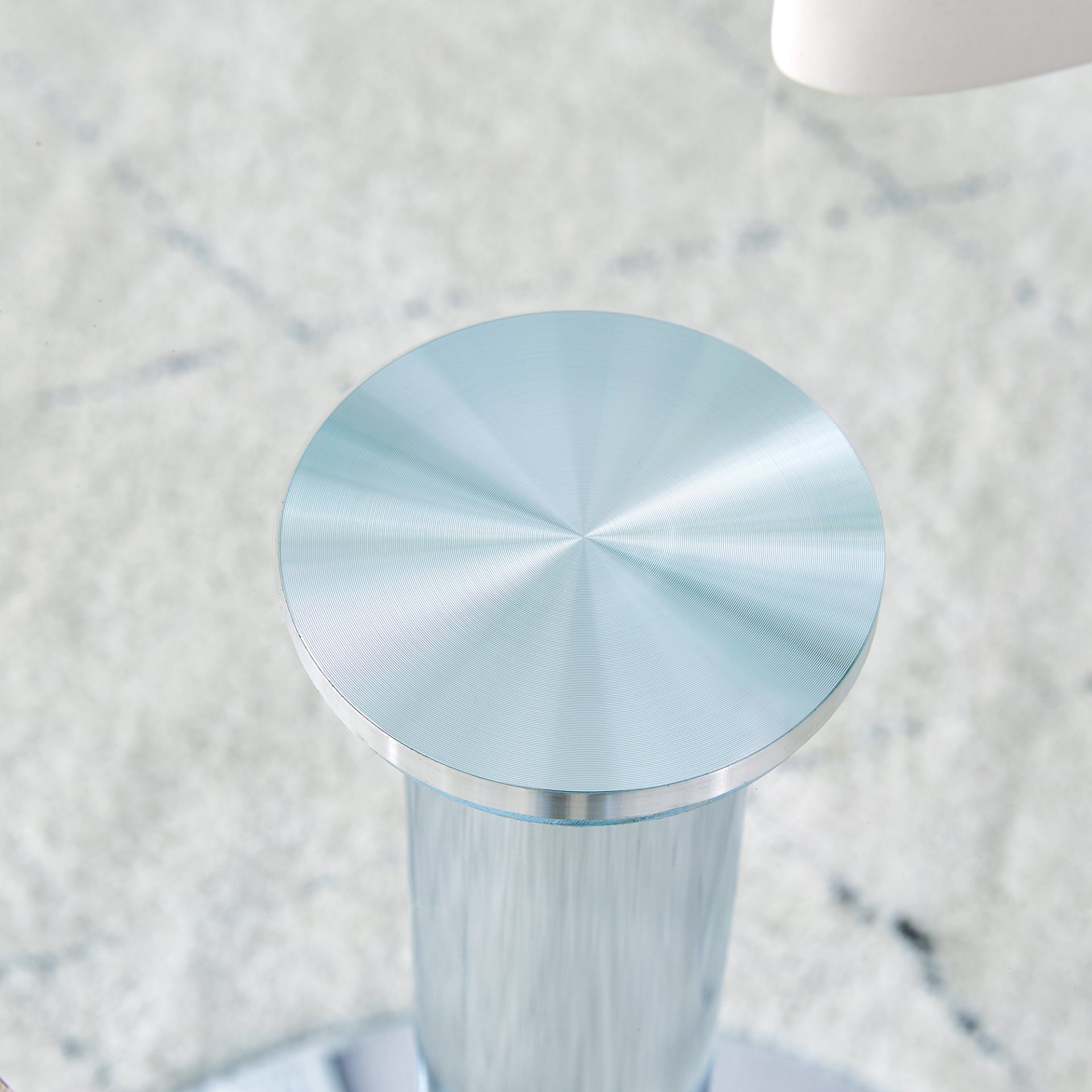 Modern Minimalist Round Dining Table With Glass Top And Metal Legs 35" Diameter - Silver / Transparent - Image 5