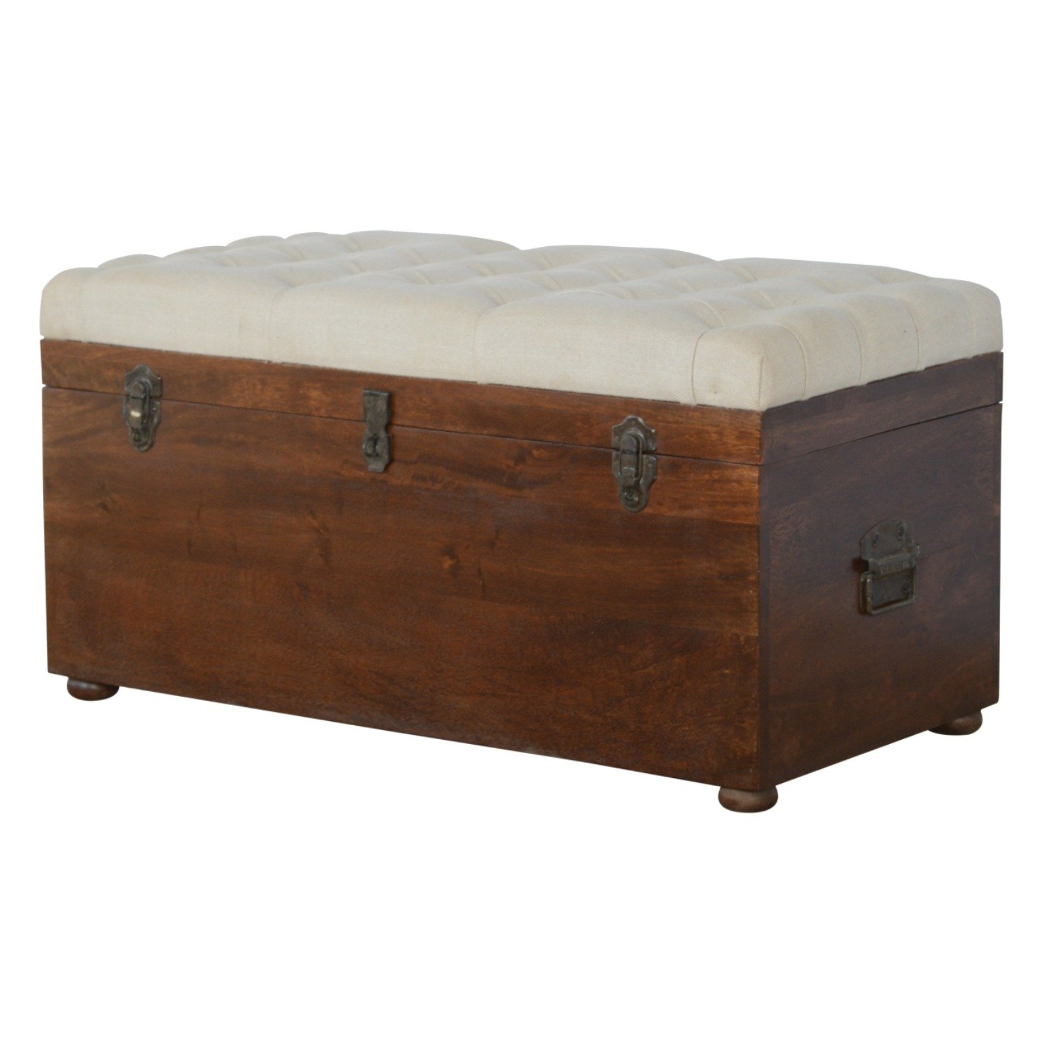 Linen Storage Trunk - Chestnut / White Linen - Image 5
