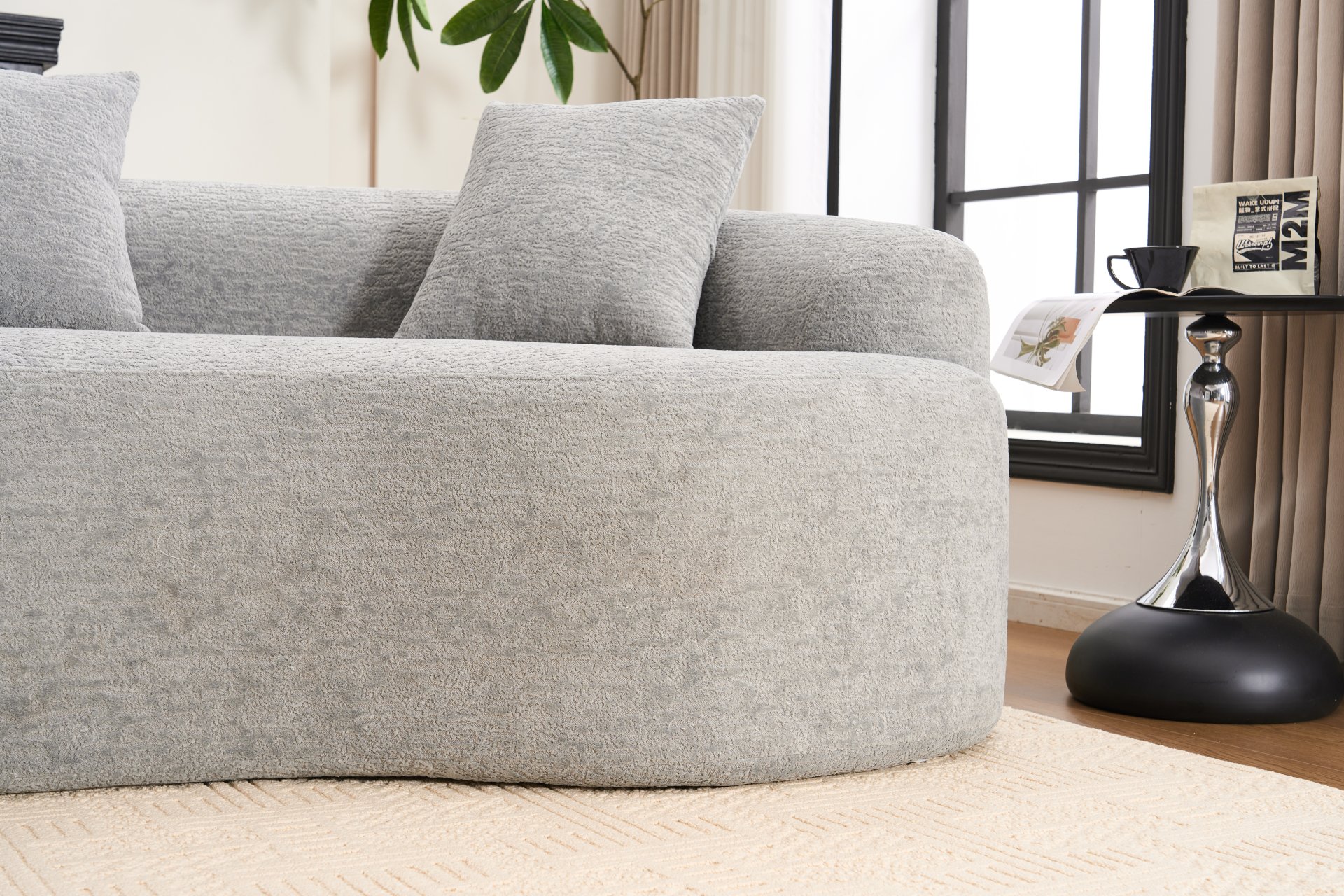 4 Seater Sofa With Chenille Fabric, 30D, 60 Hardness Full Sponge, 4 Pillow For Living Room, Home Furniture Sleeper Sectional Sofa For Apartment - Gray - Image 28