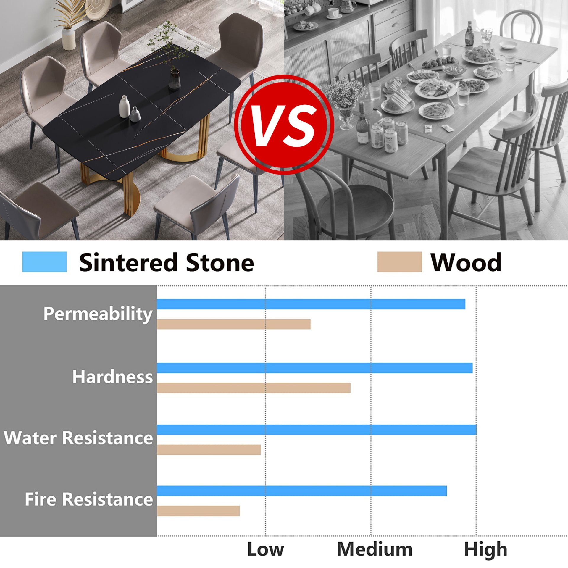 63" Modern Artificial Stone Curved Golden Metal Leg Dining Table, 6 People - Black / Gold - Image 10