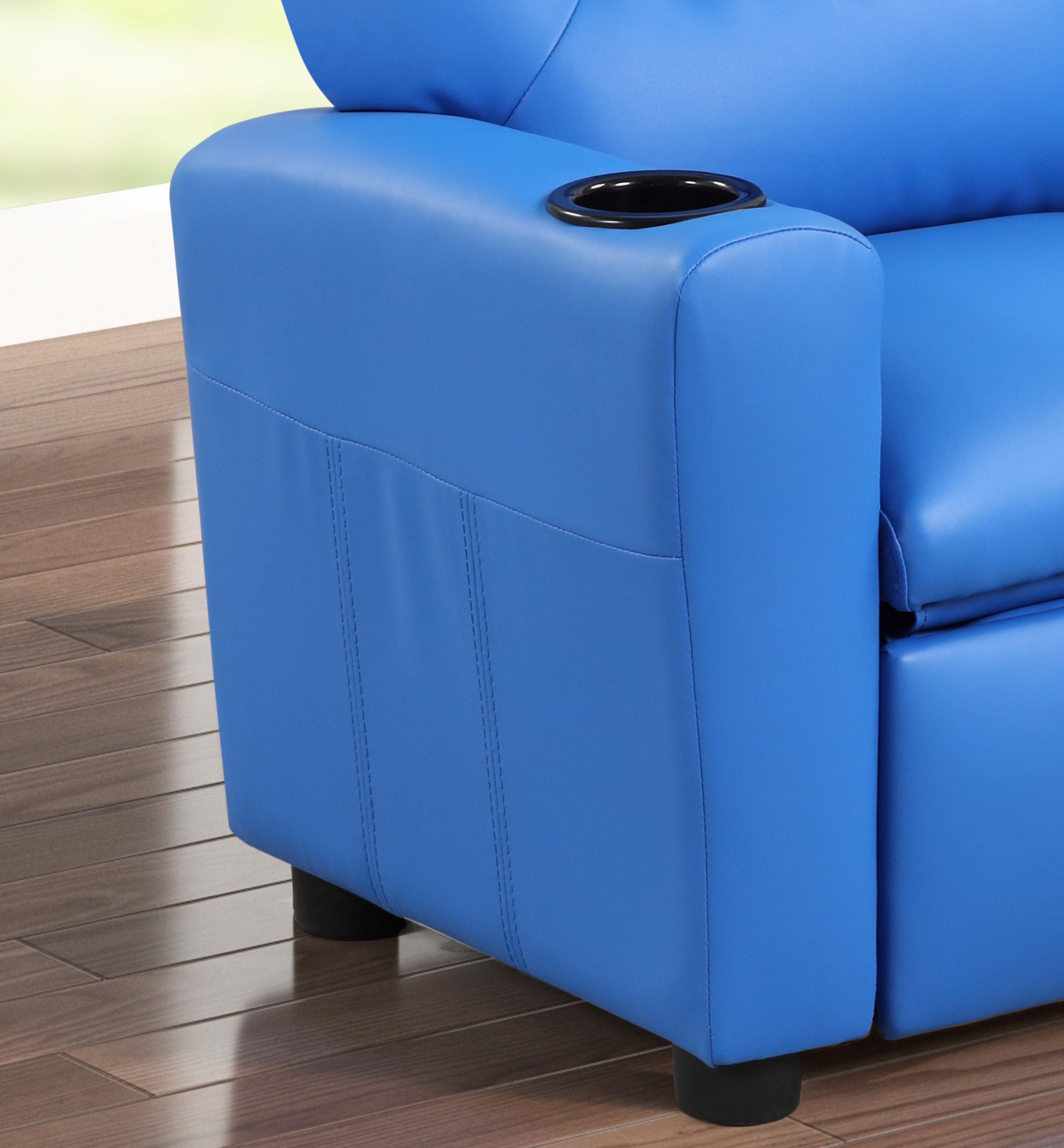 Marisa - Leather Kids Recliner Chair With Cupholder - Blue - Image 4
