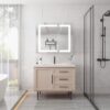 36" X 30" Medicine Cabinet With LED Vanity Mirror, Anti-Fog Recessed Or Surface Mount Bathroom Double Door Large Storage 3000K~6000K Bright Lighted Aluminum Storage Cabinet With Touch Switch - Silver - Image 2