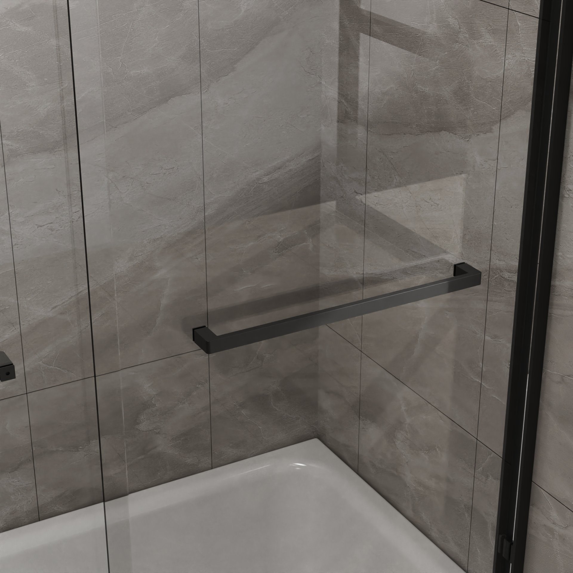 Double Sliding Bathtub Shower Door With Sgcc Clear Tempered Glass - Matte Black - Image 9