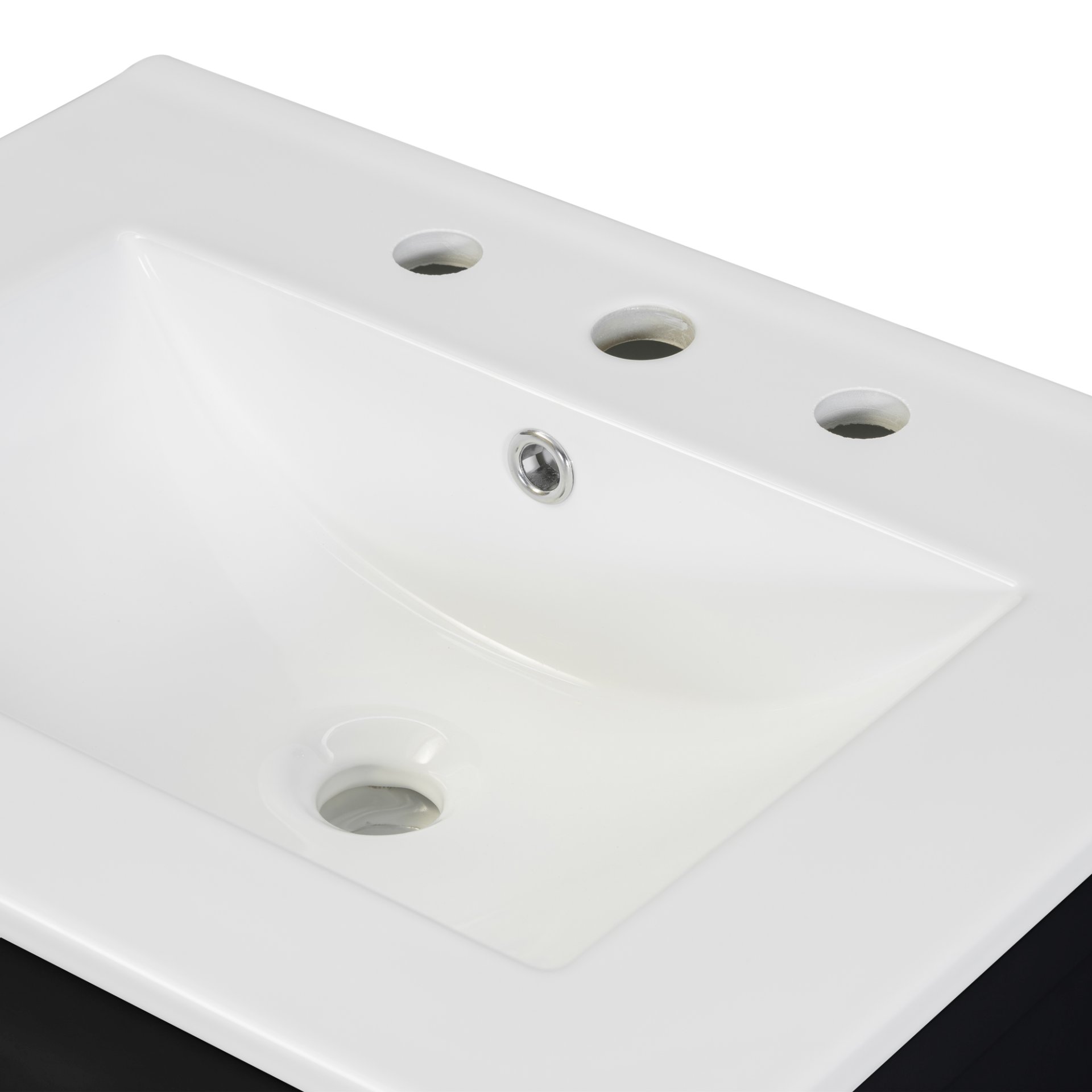 Bathroom Vanity With Sink, Soft Close Doors, Flip Drawer, U Shaped Shelves - Black - Image 17