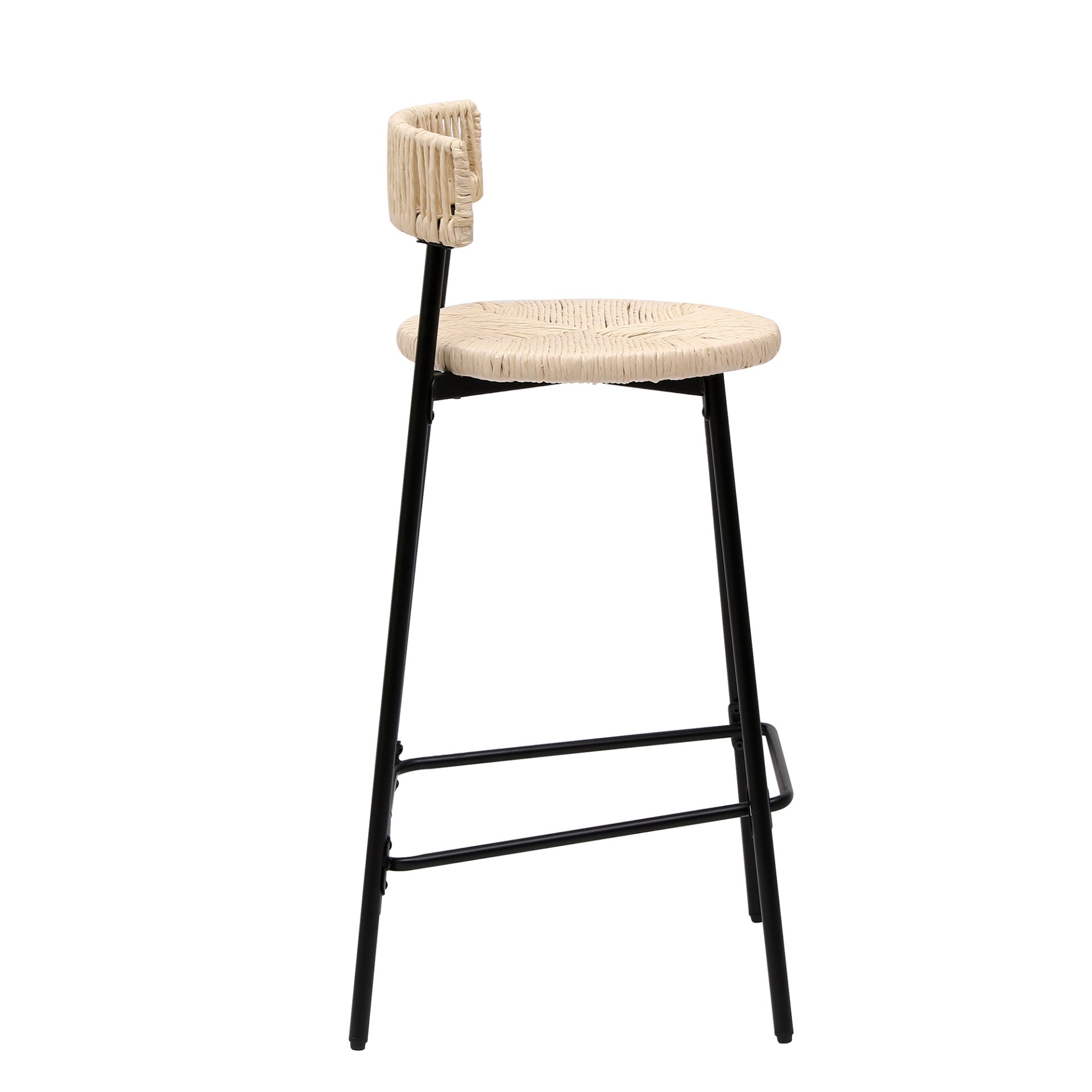 Boho Style Handwoven Paper Rope Counter Stools (Set of 2) - Creamy White - Image 8