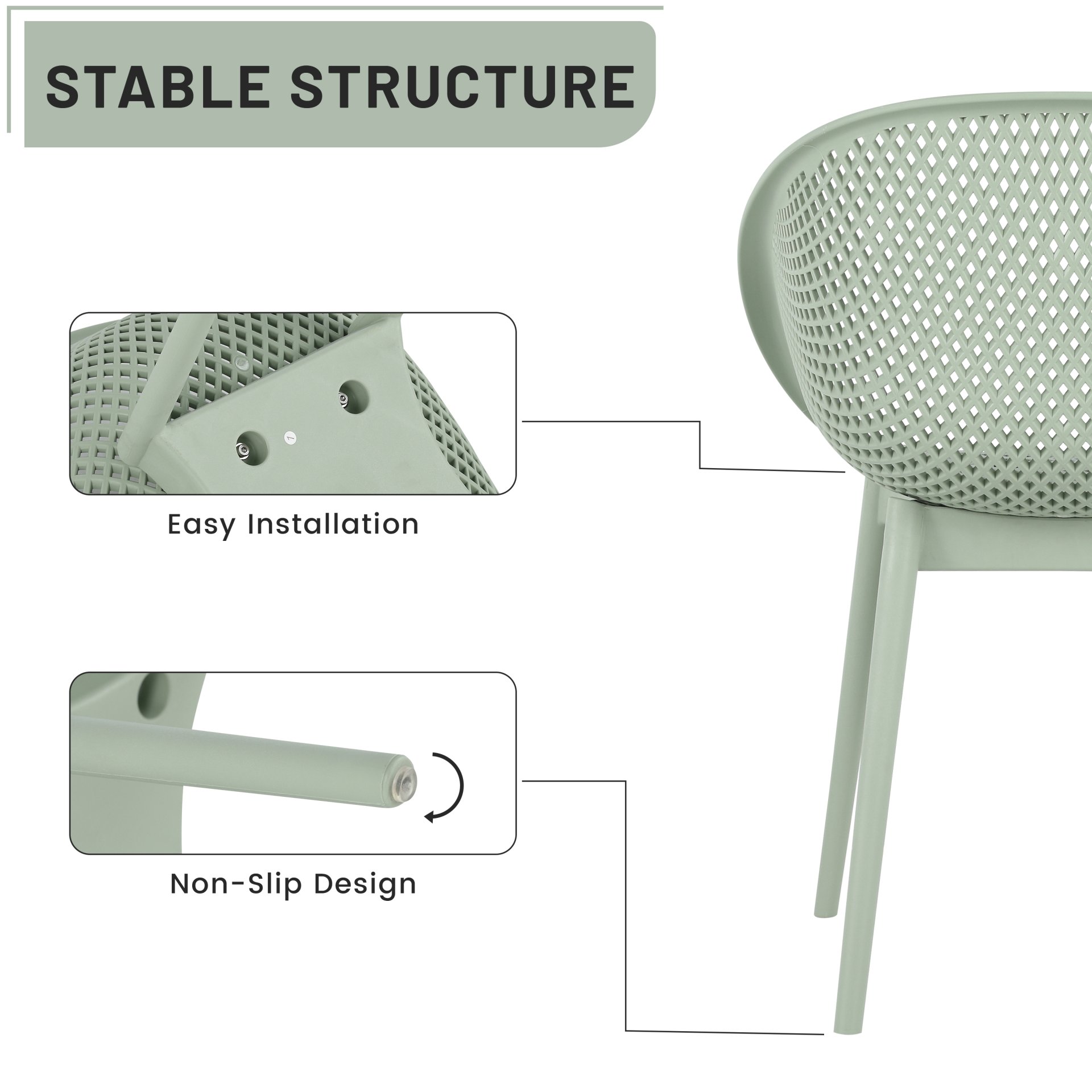 2 Pack Lounge Chair Set With Folding Square Table - Khaki / Pale Green / White - Image 18