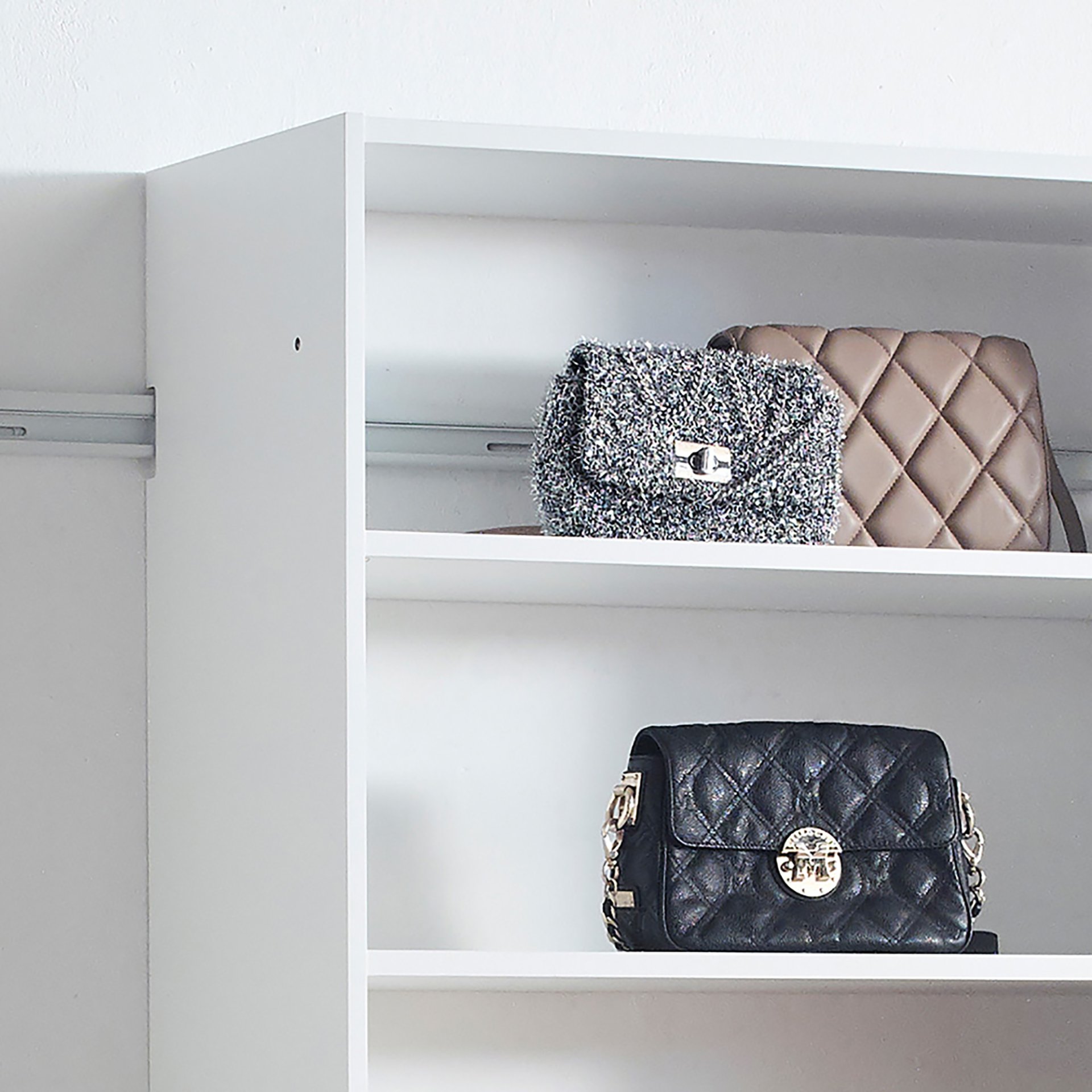 Devi - Wall Mounted Wood Closet System With Modular Design And Ample Storage - White - Image 6