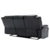 3 Seater Home Theater Recliner Manual Recliner Chair With A Led Light Strip Two Built-In Cup Holders For Living Room - Black - Image 11