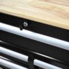 9 Drawer Multifunctional Steel Tool Cart With Wheels And Wooden Top - Black - Image 9