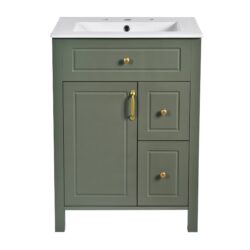 Bathroom Vanity With Sink, Soft Close Storage - Green