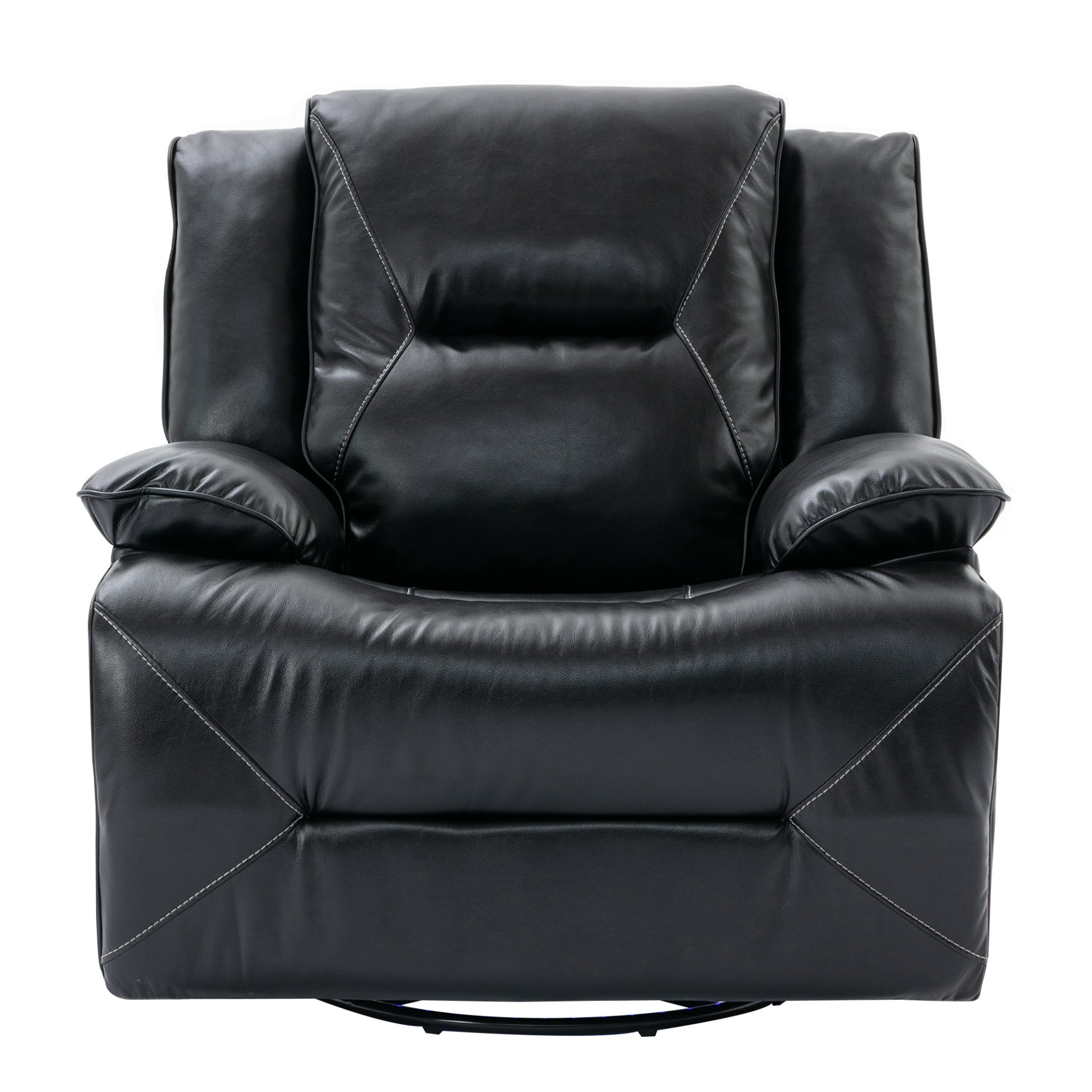 360° Swivel And Rocking Home Theater Recliner Manual Recliner Chair With A Led Light Strip For Living Room - Black - Image 8