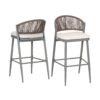 Outdoor Bar Height Metal Frame Counter Stools With Scallop Shaped Backrest & Water Resistant Cushions (Set of 2) - Matte Gray - Image 5