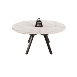 Modern Extendable Circular Dining Table With Top And Metal Legs For 4 - 6 Persons - White