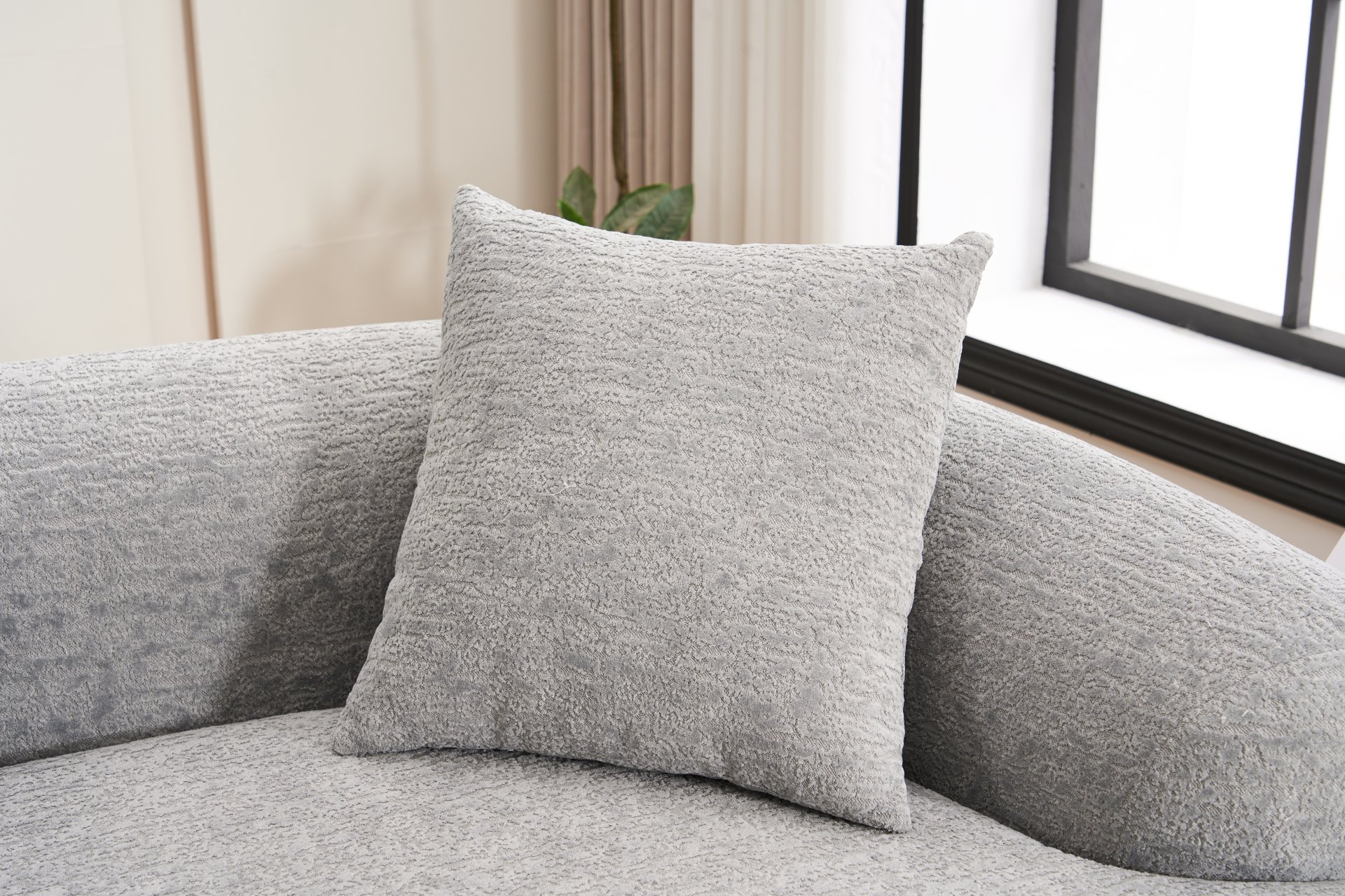 4 Seater Sofa With Chenille Fabric, 30D, 60 Hardness Full Sponge, 4 Pillow For Living Room, Home Furniture Sleeper Sectional Sofa For Apartment - Gray - Image 29