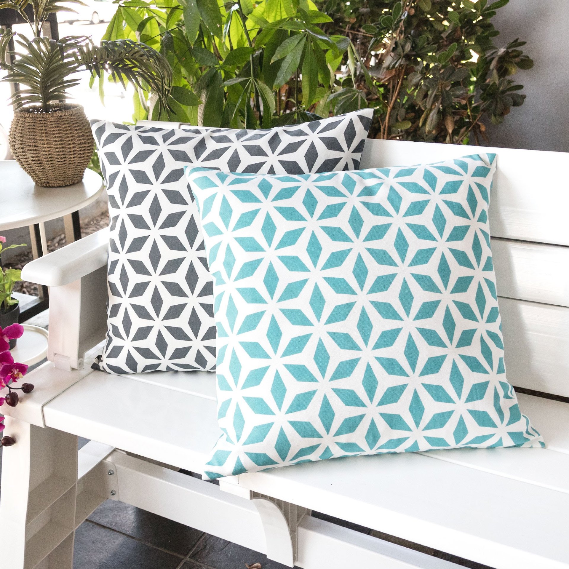 Crystal Burst - Outdoor & Indoor Pillow - Blue - Image 2