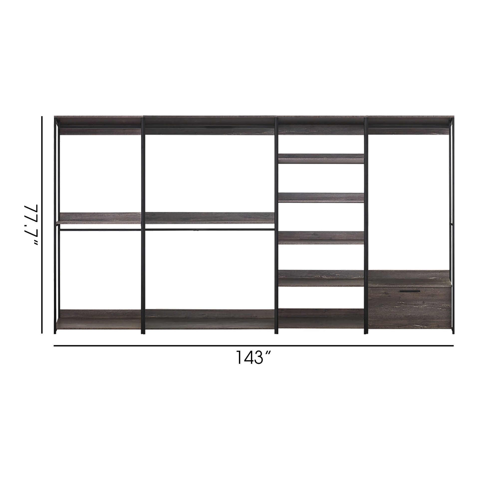 Monica - Wood Walk In Closet System Melamine 143" Modular Storage - Rustic - Image 3