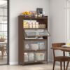 4 Flip Doors Cabinet, With Ample Storage Space For Living Room - Walnut - Image 16