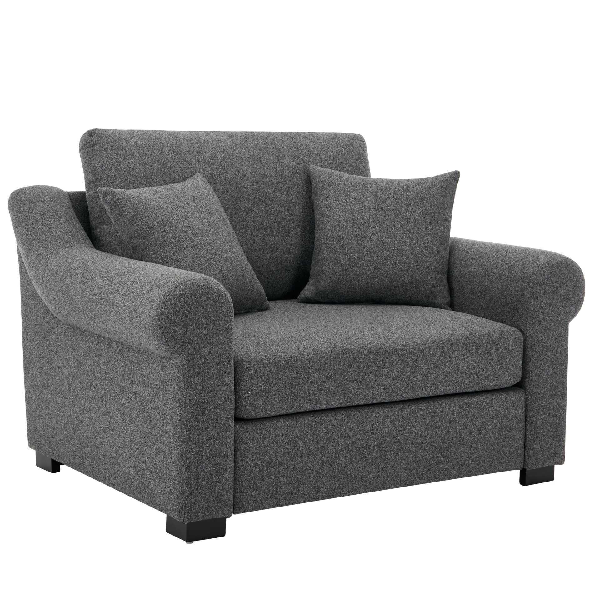 Modern Chenille Oversized Armchair, Chair And A Half, Single Sofa For Bedroom, Living Room, Wide - Gray - Image 11