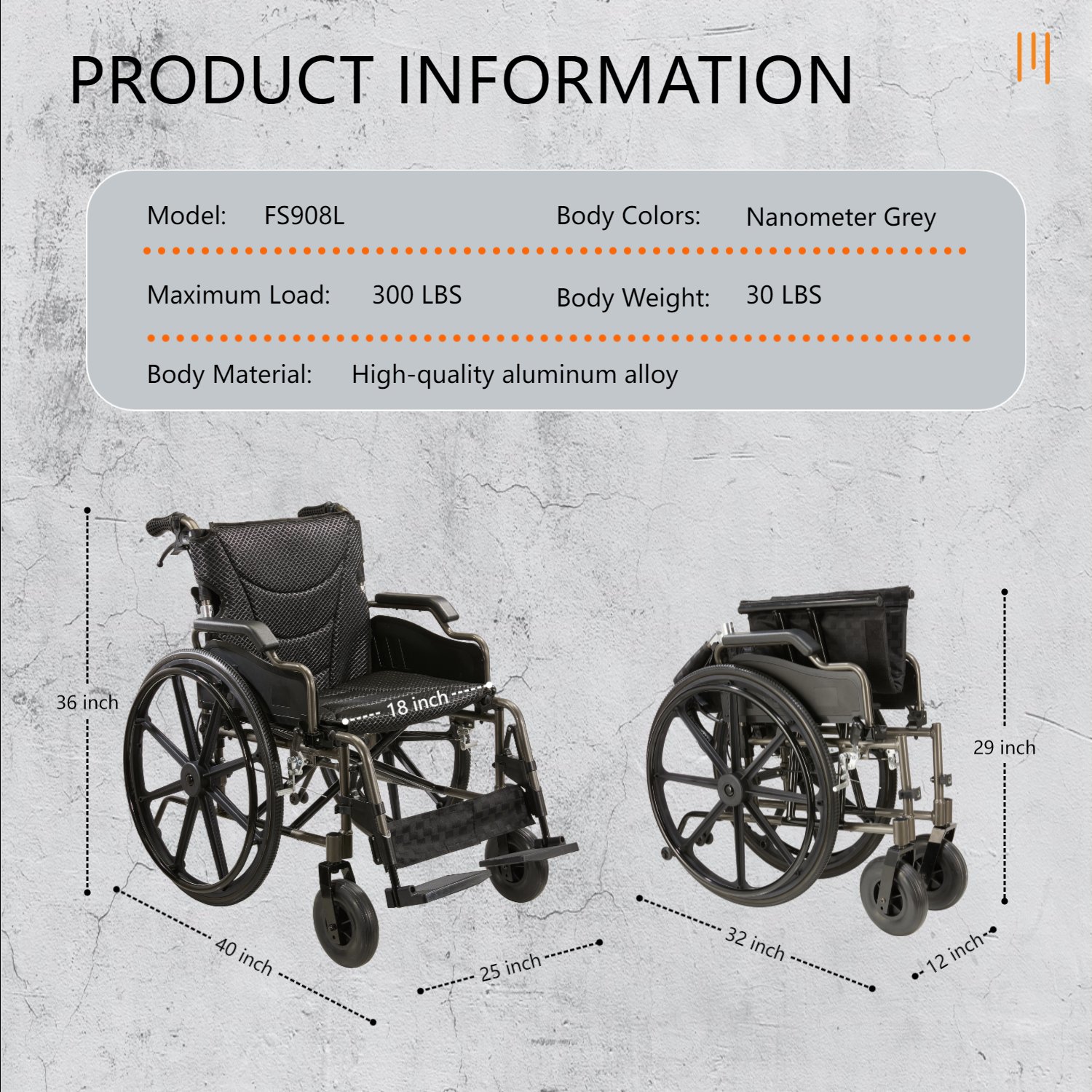 Lightweight Foldable Nursing Wheelchair For Adults Double X Force Support, 300Lbs Capacity, Breathable Cushion & Anti Backflip Design With Tires, Adjustable Seat Belt, Quick Release Wheels - Gray - Image 3