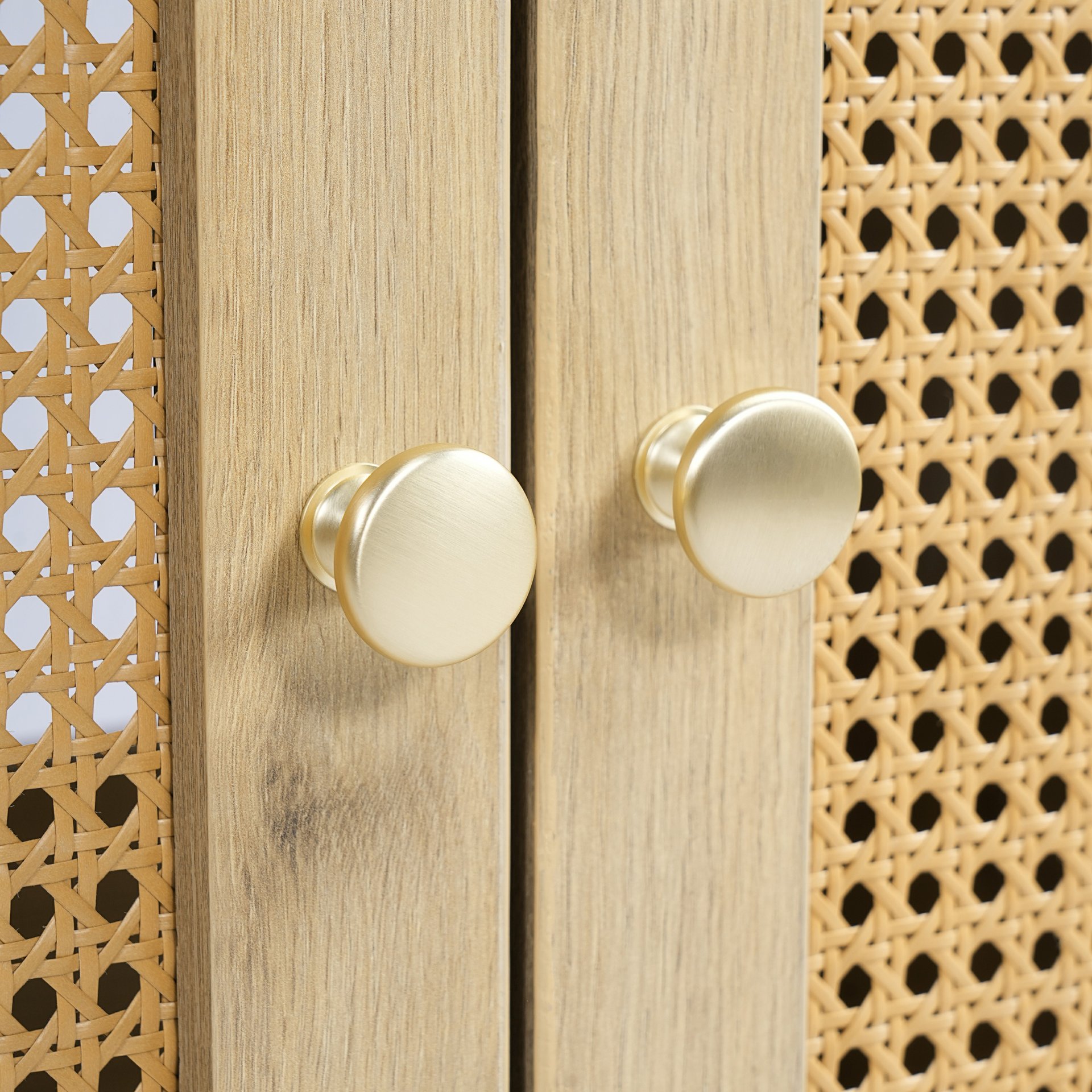 Bathroom Vanity With Handwoven Rattan Doors, Resin Basin - Natural Wood - Image 12