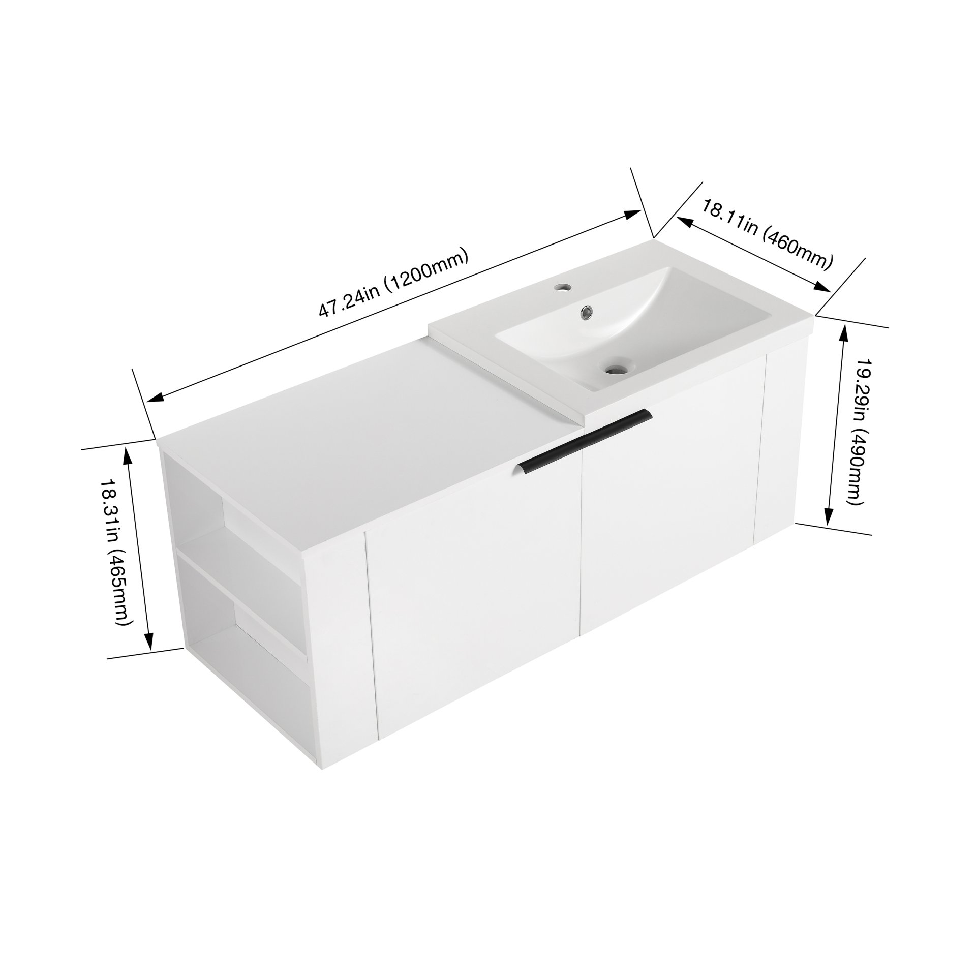Modern 48" Bathroom Vanity Sink Combo With Spacious Storage - White - Image 3