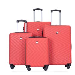 Luggage 4 Piece Lightweight Suitcase With Rotating Wheels, 24" And 28" With Tsa Lock, (16/20/24/28) - Red