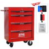 Rolling Metal Tool Chest With 4 Drawers, 20" Steel Storage Cabinet With Ball Bearing Slides - Red / Black - Image 5