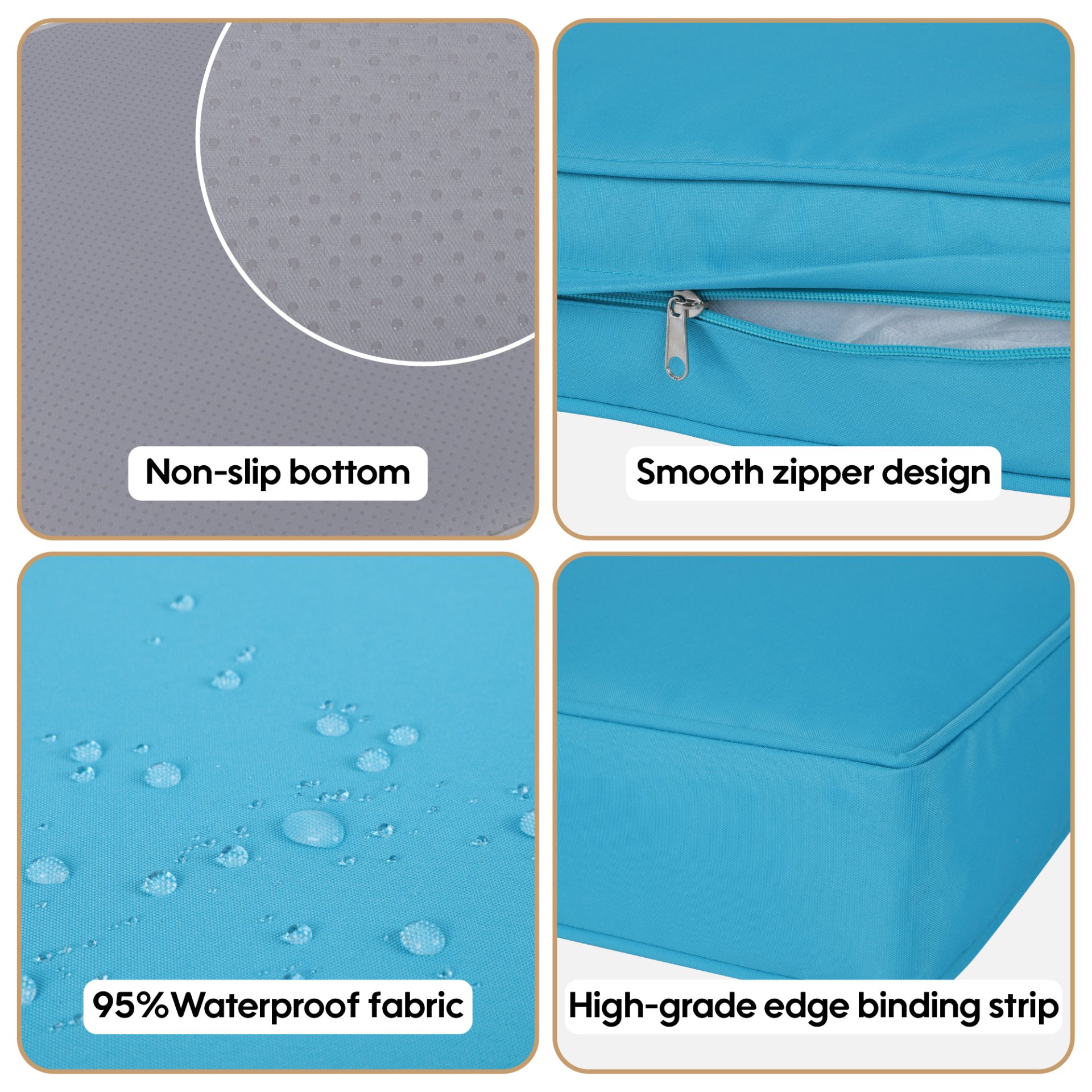 Outdoor Deep Seat Cushions For Patio Furniture Replacement, Cushion Set For Sectionals - Sky Blue - Image 11