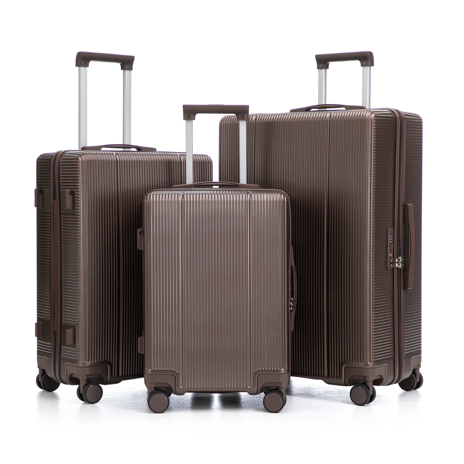 20" / 24" / 28" 3 Pieces / Set Spinner Wheel Luggage, Carry On Suitcase, Matching Color, TSA Combination Lock - Brown - Image 22